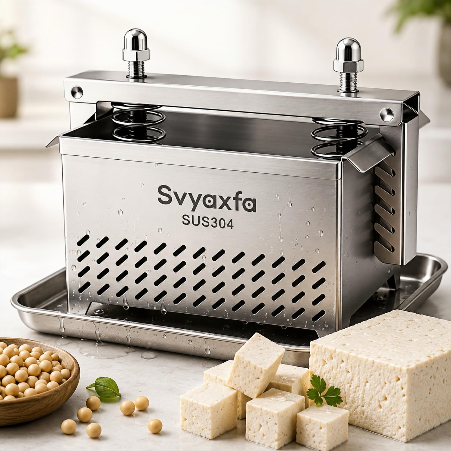 Tofu Press Stainless Steel Paneer Maker,Paneer Press,Cheese Press, Tofu Maker BPA-Free for Homemade Tofu & Paneer，Quick Water Removal in 10-30 Mins for Silken, Firm or tofu extra firm(SUSXL)