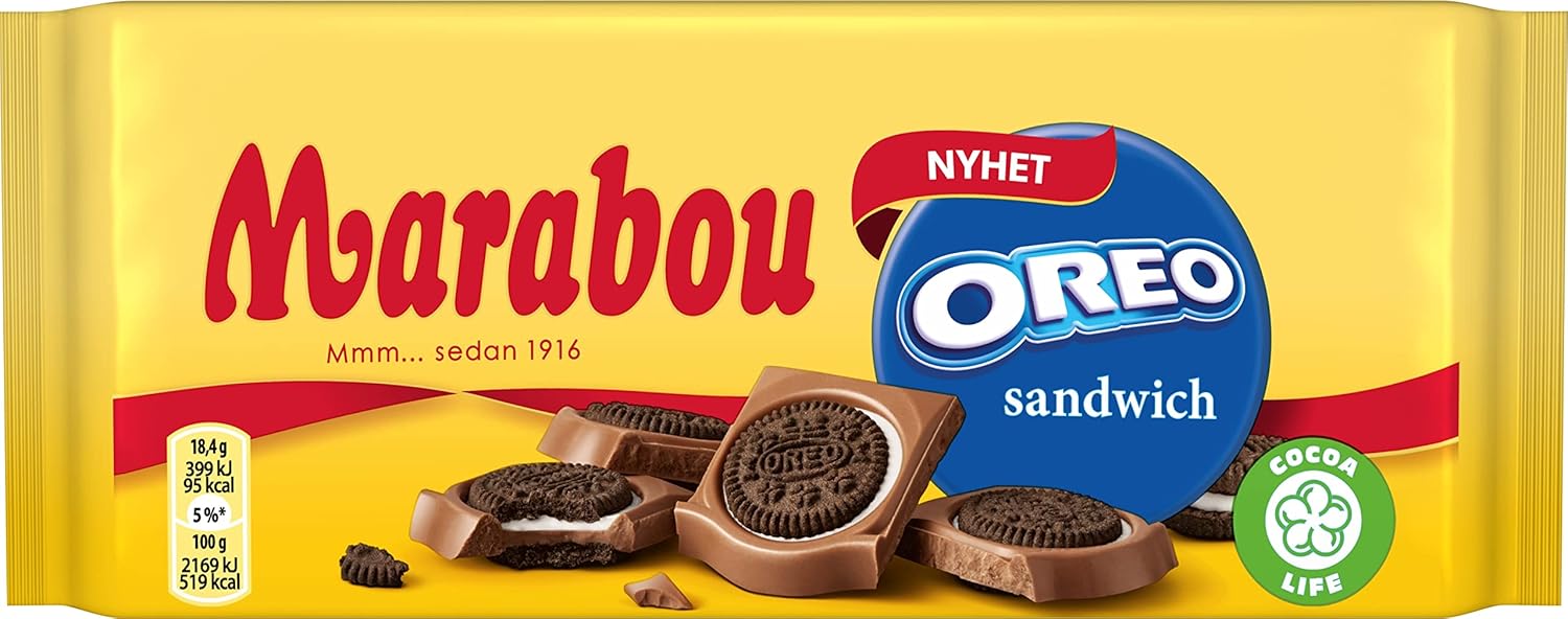 Marabou Oreo Sandwich Chocolate 20 Bars of 92g 64oz
