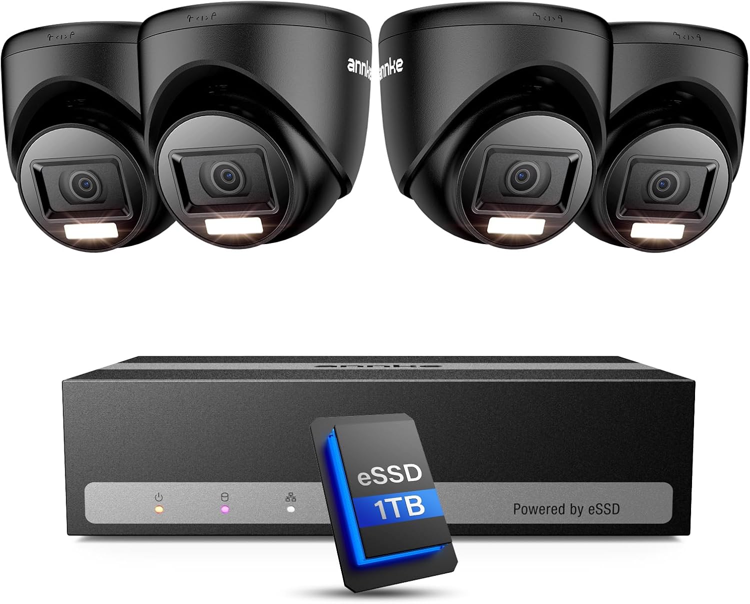 ANNKE E200 Home Security Camera System, 3K Lite 5-in-1 H.265+ 8CH eDVR with 1TB eSSD and (4) HD 1080P CCTV Dome Cameras, AI Human & Vehicle Detection, Smart Color Night Vision, Email Alert