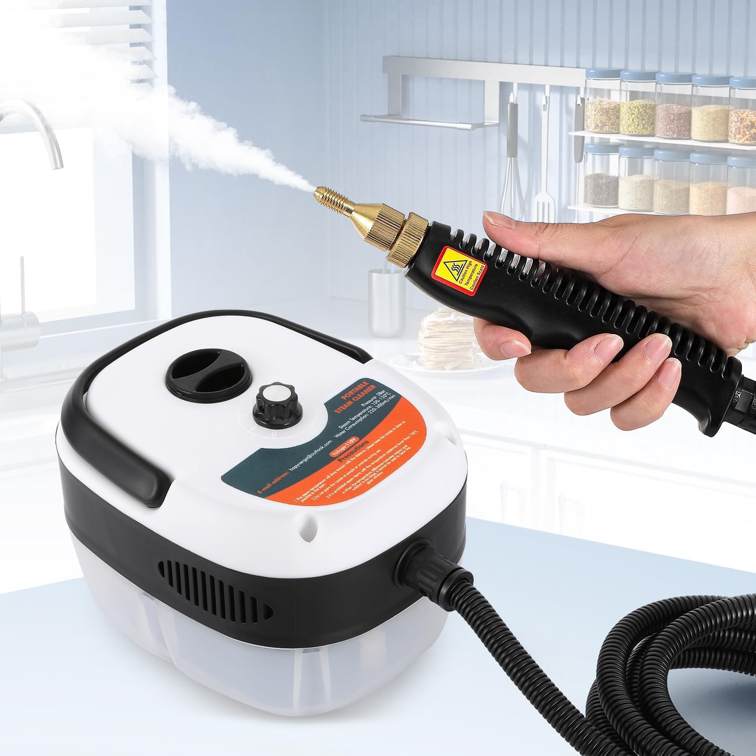 2500W Handheld Steam Cleaner High Pressure Steamer for Cleaning for Grout Tile Hand Held Portable Steamer Cleaner for Car Auto Small Mini Power Cleaning Steamer High Heat for Home