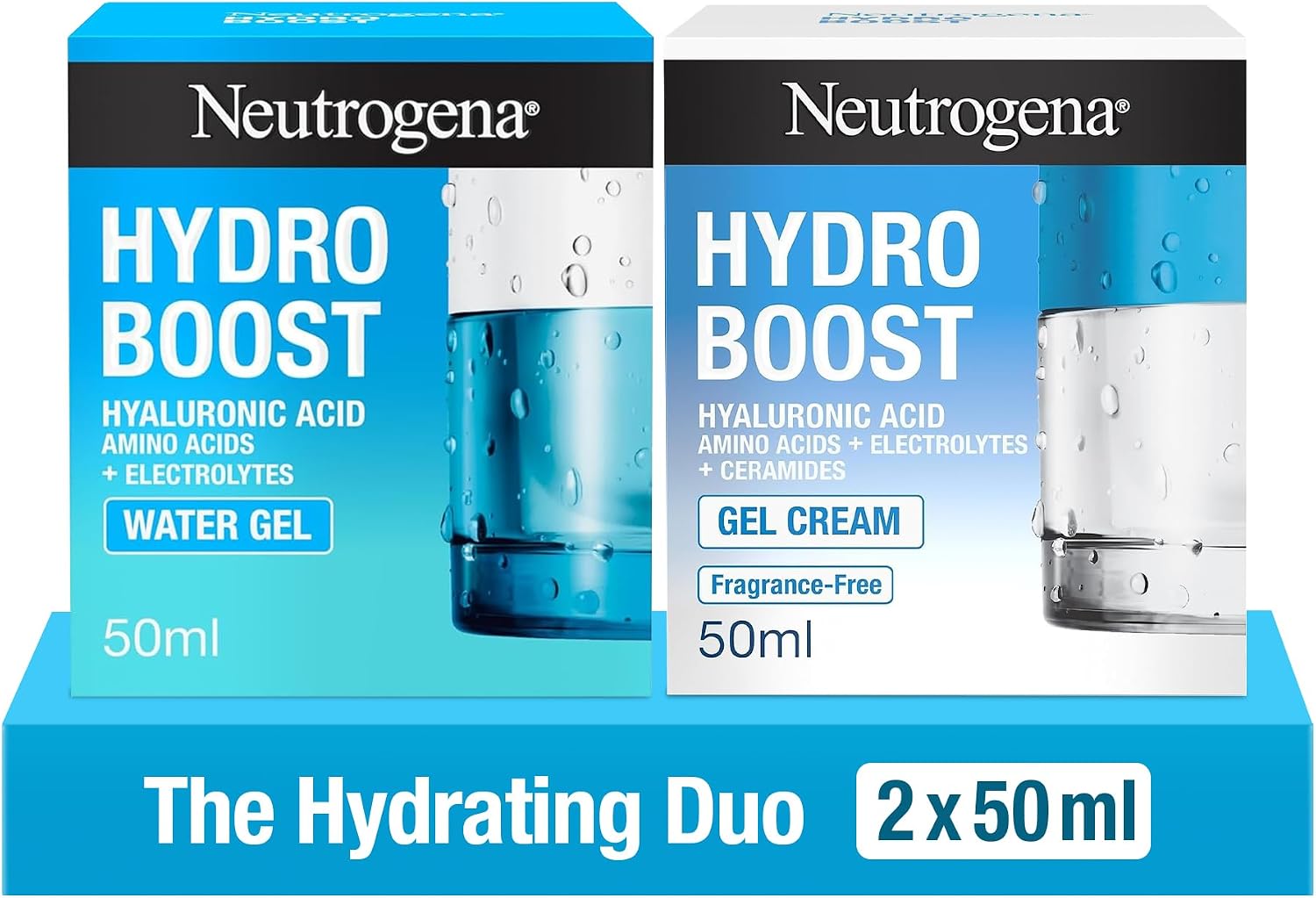 Neutrogena Hydro Boost Gel Cream Moisturiser with Hyaluronic Acid & Trehalose - For dry skin - 50 ml & Hydro Boost Water Gel Moisturiser with Hyaluronic Acid & Trehalose - For dry skin - 50 ml