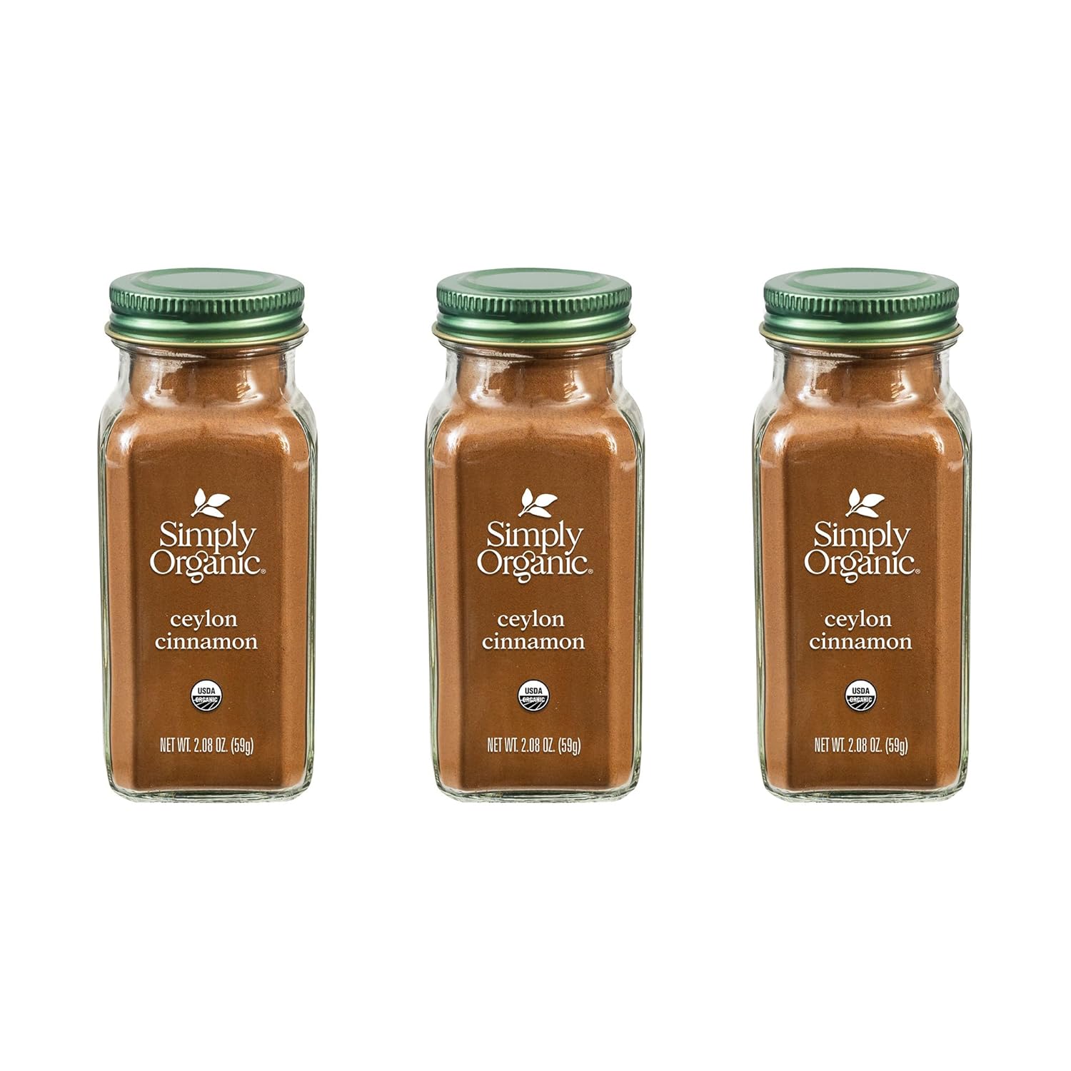 Simply Organic Ceylon Ground Cinnamon, 2.08 Ounce 3 Pack, Non-GMO Organic Cinnamon Powder, Vegan