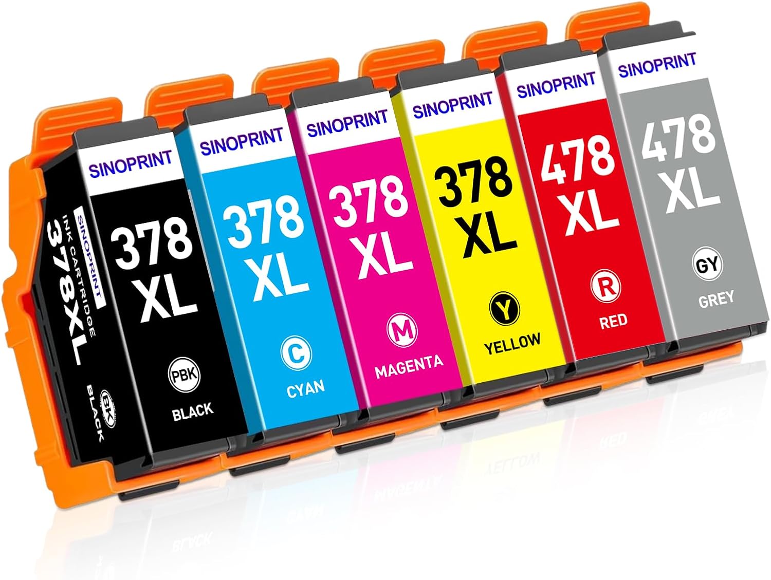 SINOPRINT 378XL 478XL Ink Cartridges Compatible with Epson 378XL 478XL Multipack 378 XL 478 XL for Expression Photo HD XP-15000 XP15000, 6-Pack(Red, Grey, Black, Cyan, Magenta, Yellow)