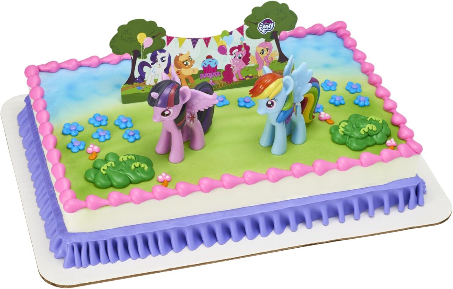 DecoPac My Little Pony Cake Topper, 3-Piece Cake Decorations with Rainbow Dash and Twilight Sparkle Ponies for Fun After the Birthday Party, 3"