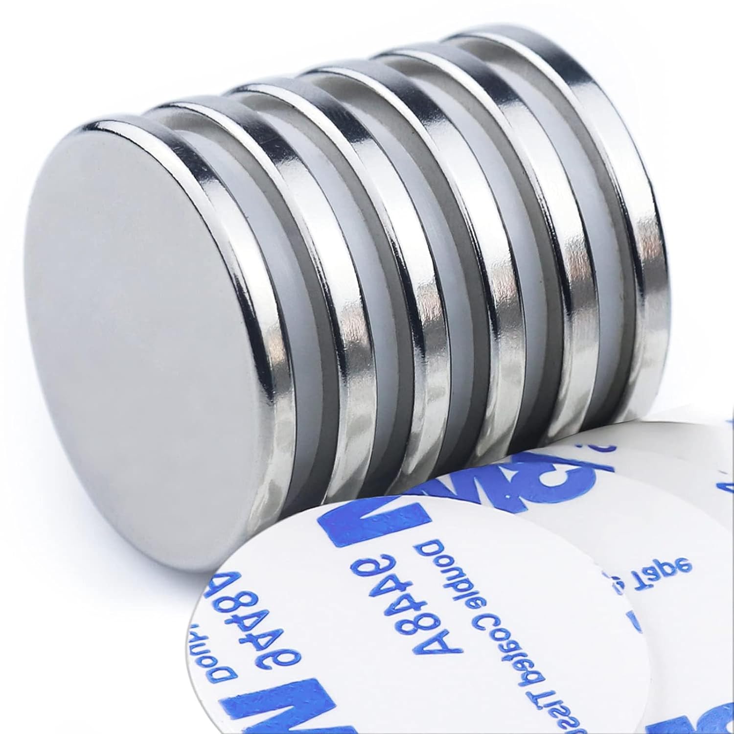 DIYMAG Powerful Neodymium Disc Magnets with Double-Sided Adhesive, Strong Permanent Rare Earth Magnet for Fridge, DIY, Building, Scientific, Craft, and Office Magnets, 1.26 inch Diameter, Pack of 6