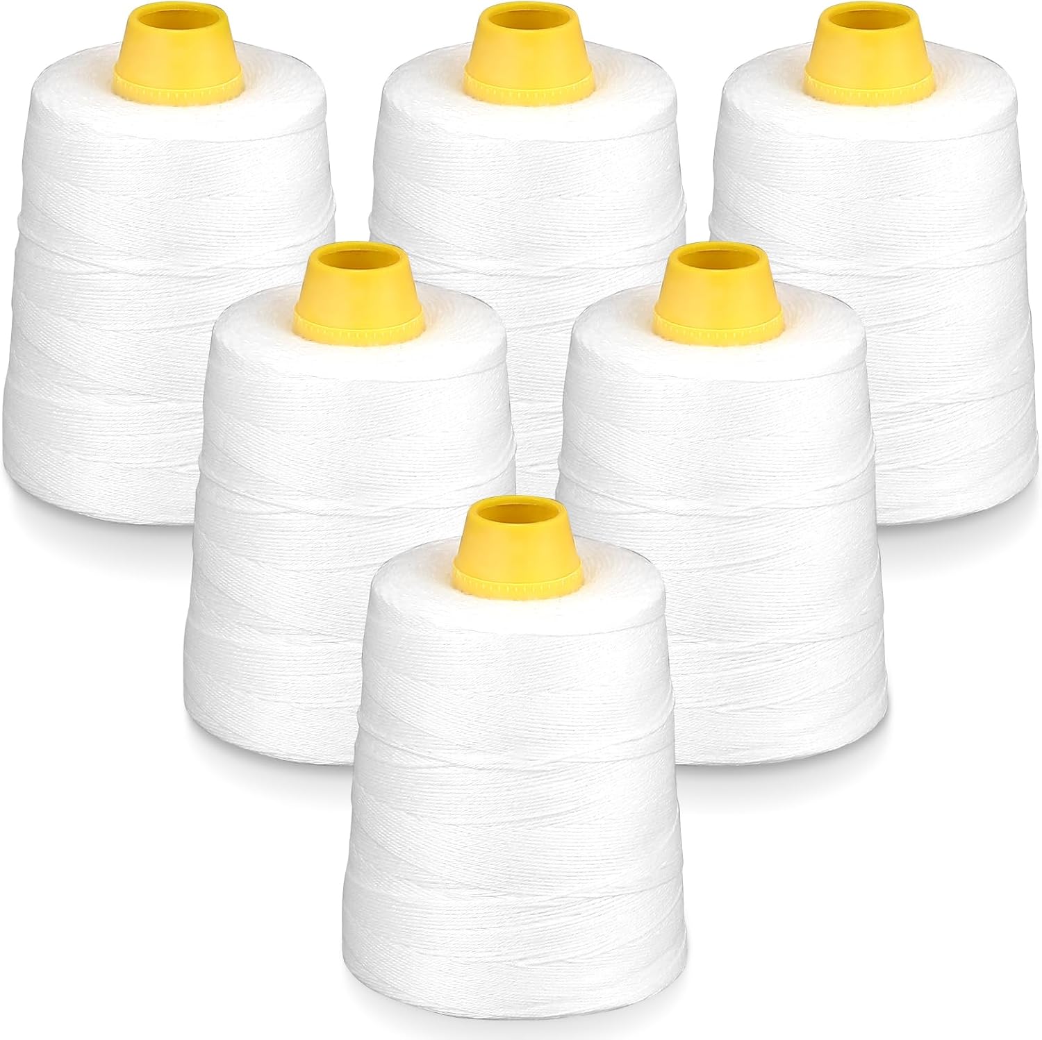 Hanchen Heavy Duty Spool Sewing Thread for Bags Stitcher Closer (6 Rolls),White