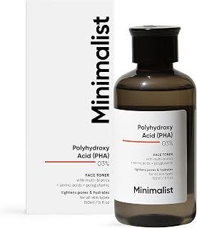 Minimalist 3% PHA Alcohol Free Hydrating Face Toner for Pore Tightening | Mild Exfoliation, pH Balancing & Rebalancing Skin Microbiome | for Women & Men | 5 Fl Oz / 150 ml