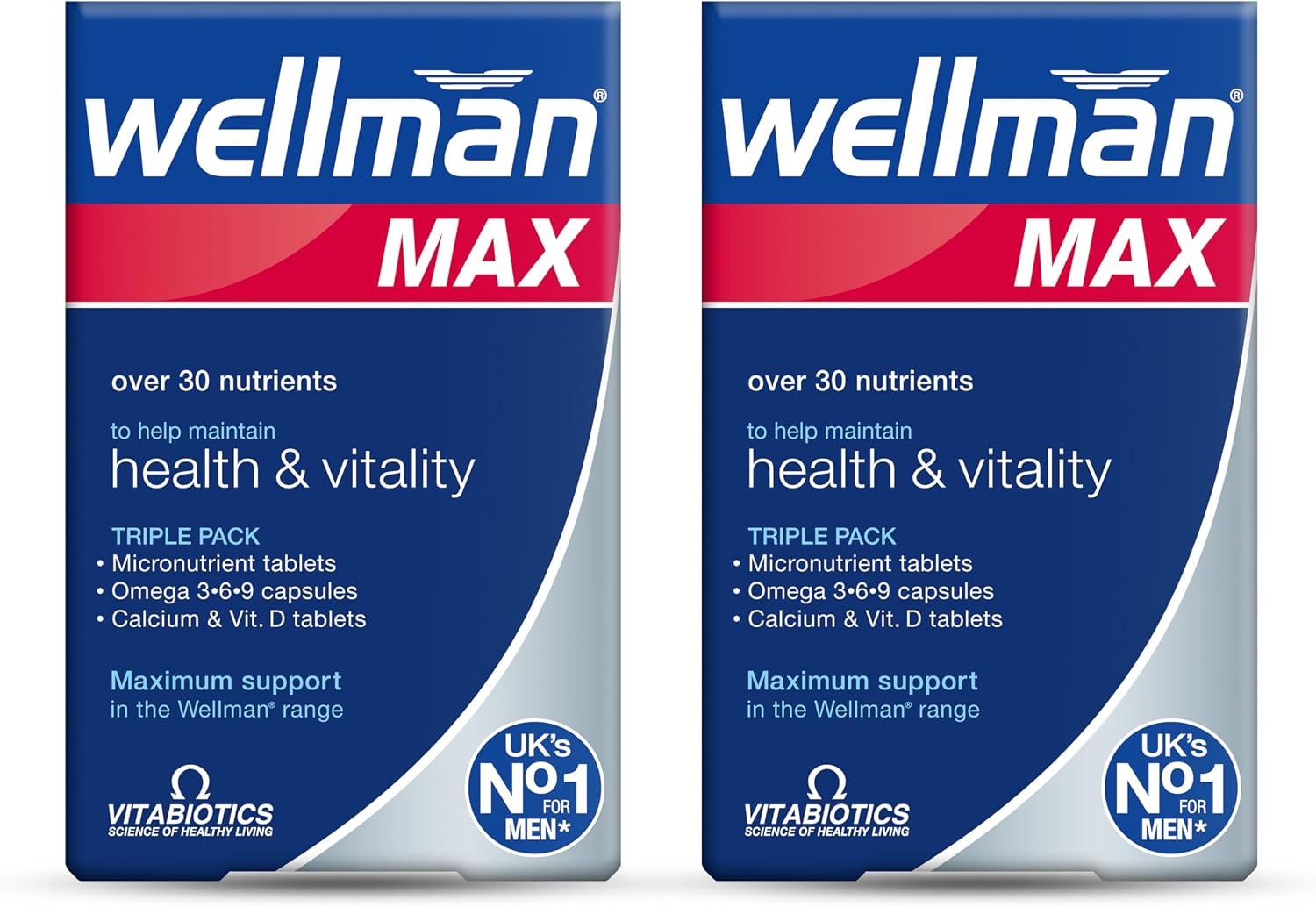Wellman Max - Maximum Strength Multivitamin Formula Mix with Support for Energy, Immune System, Testosterone Level, Bone Health, Brain Health, Heart Health and Vision Health - 168 Tablets (Pack of 2)