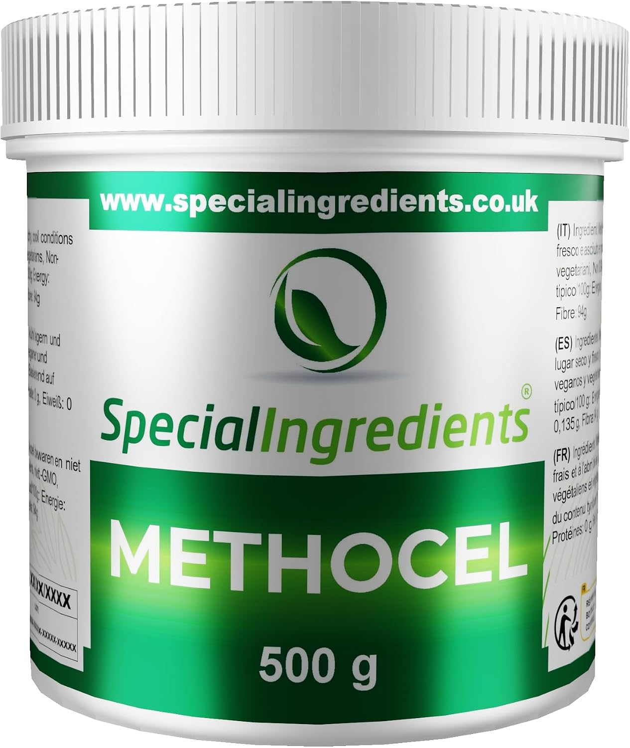 Methocel (Methylcellulose) 500g Premium Quality Food Grade, Vegan, Non-GMO, Gluten Free – Recyclable Container