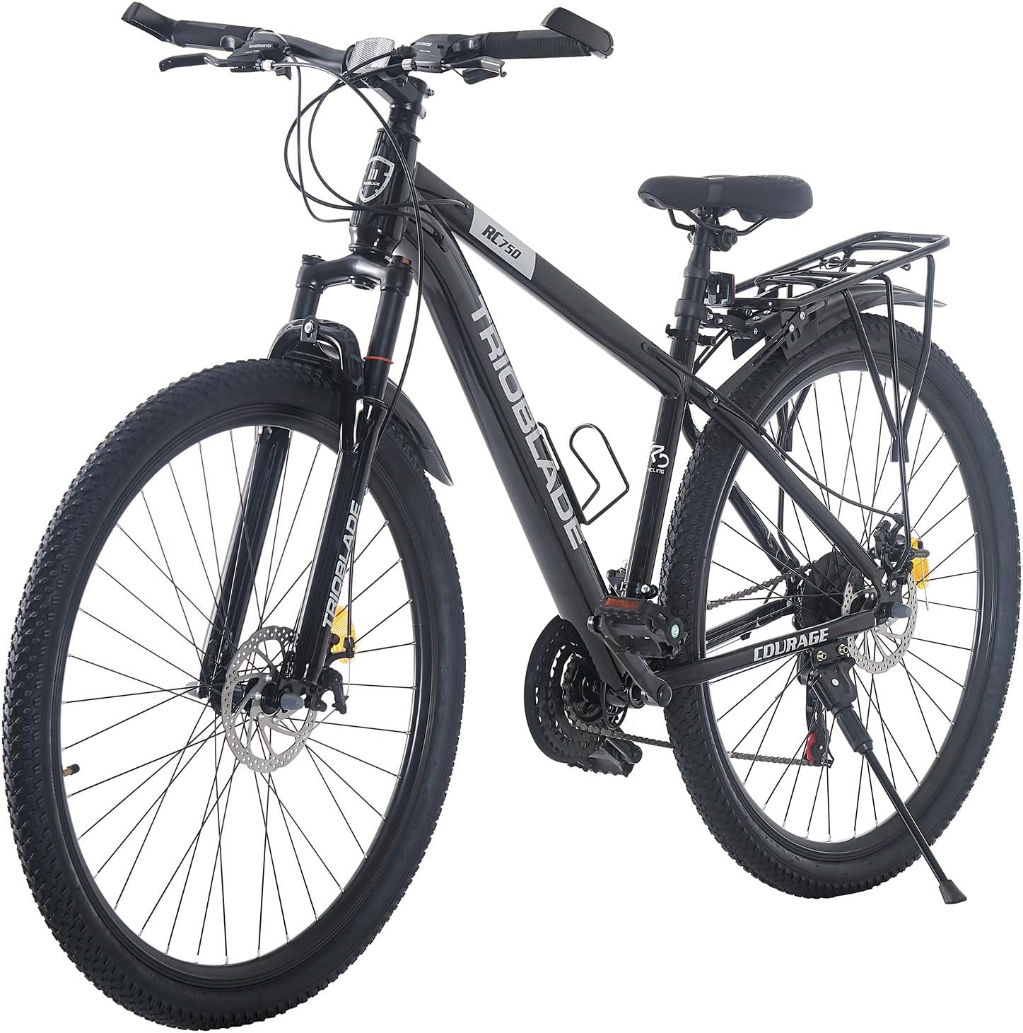 TRIOBLADE 29 Inch Mountain Bike 21 Speeds Bike 17.5 Inch Lightweight Aluminium Frame Bicycle for Adult Men Women, Lockout Suspension Fork, Dual Disc Brake (Rear Rack Style, Black)