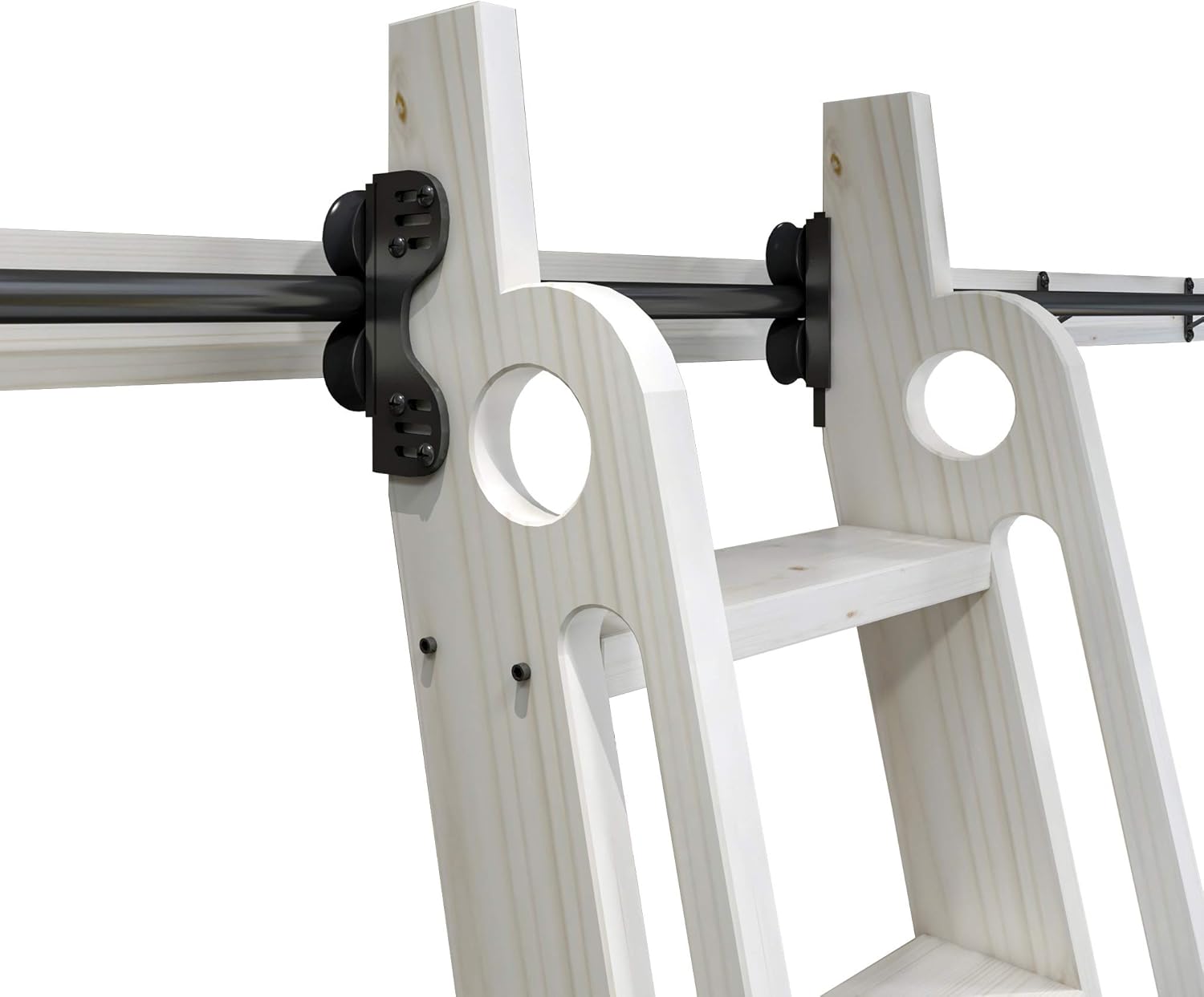 DIYHD 39-3/4" Stand Up Black Rolling Library Hardware,Tensible Sliding Roller(No Ladder)