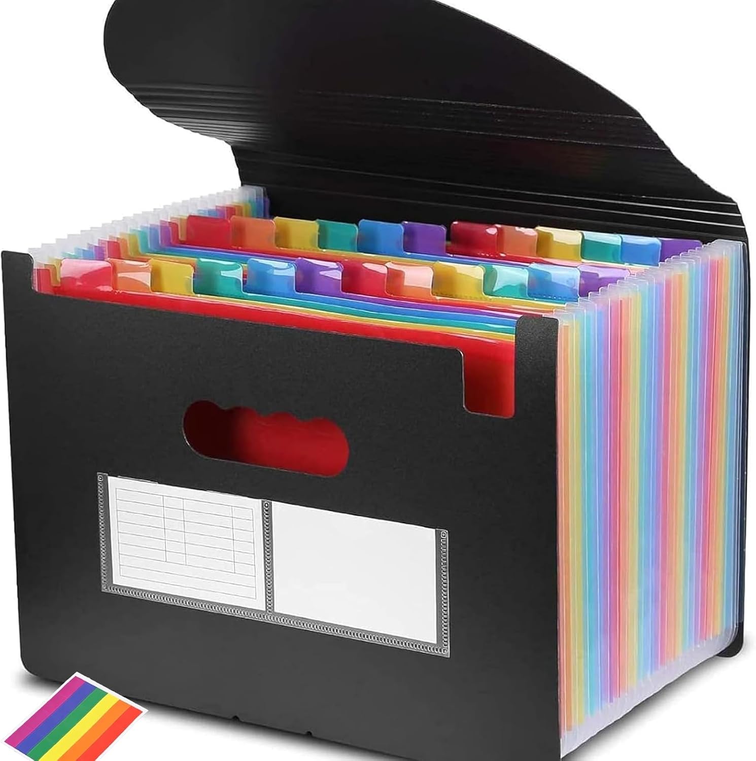 Expanding File Folder, 24 Pockets A4 Accordion File Organiser, Expandable Document Filing Box,Rainbow Bill Receipt Paperwork Organiser Storage for Home & Office & School