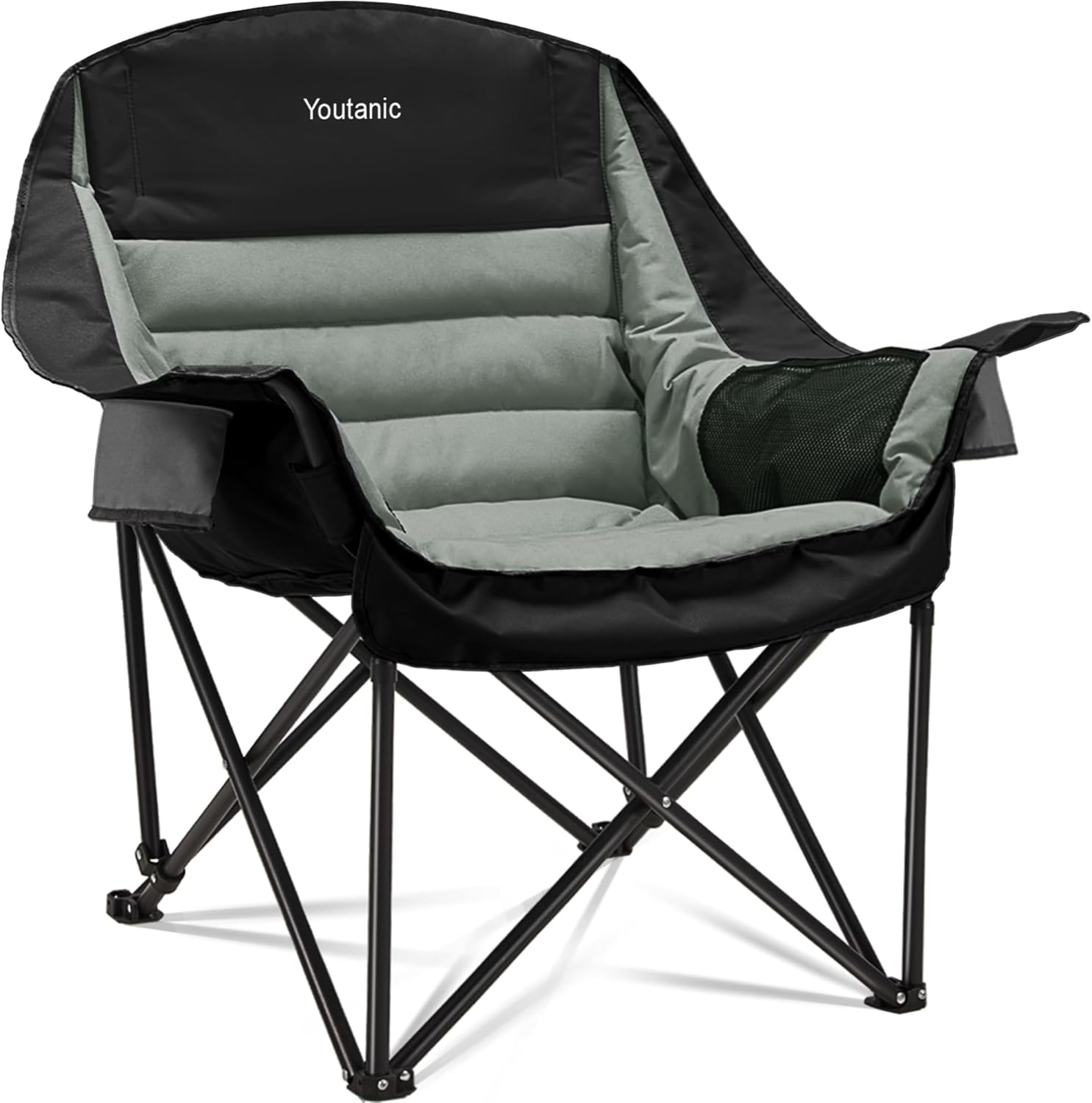 Oversized Camping Chair, Portable Folding Camping Chairs with Side Pocket, Cup Holder and Carry Bag, Heavy Duty Outdoor Camping Chairs for Adults, Fishing, Sports, Trip, up to 400lbs, Style 4
