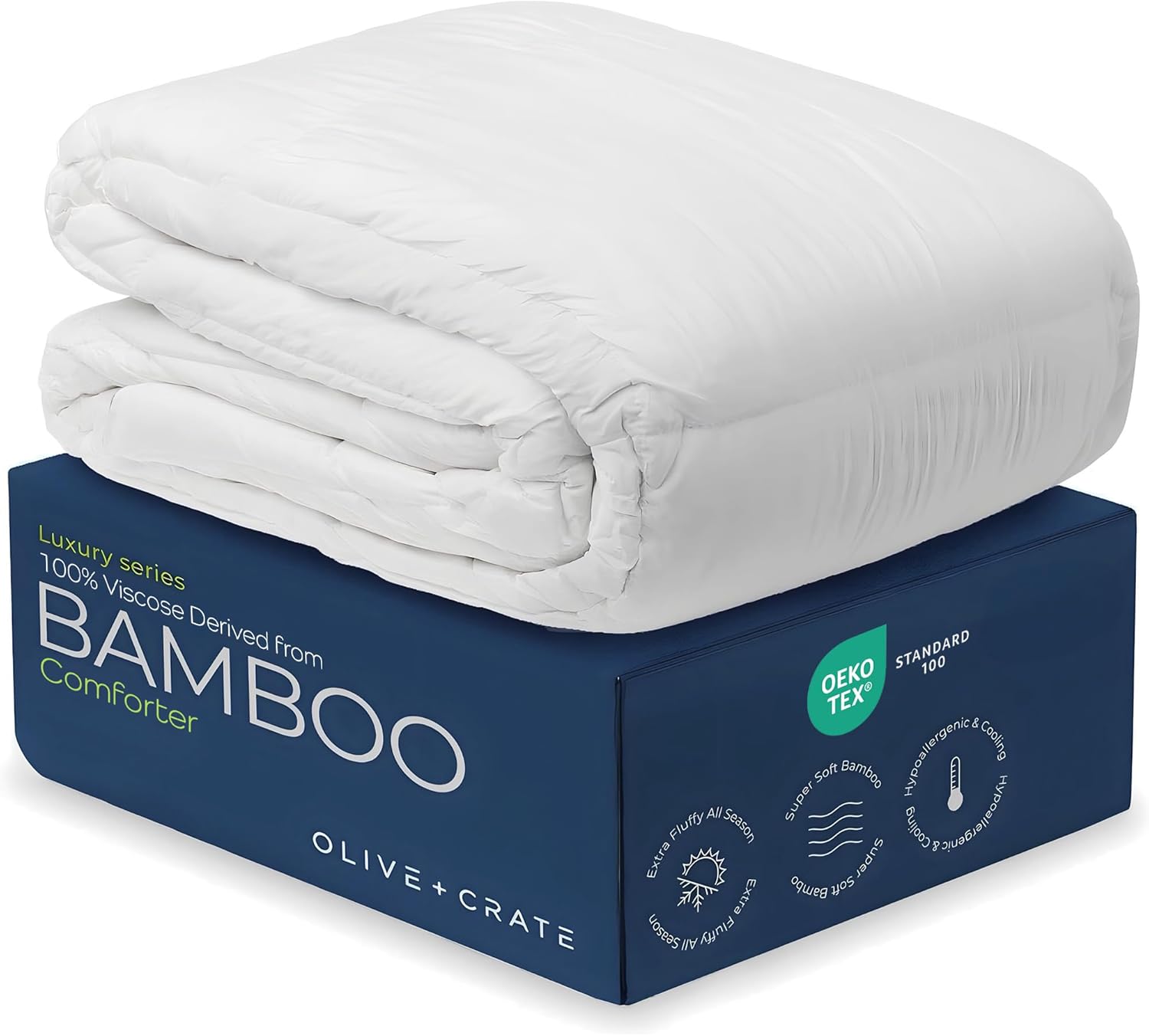 Olive + Crate 100% Viscose Derived from Bamboo - King Size - Hypoallergenic, Breathable & Moisture-Wicking Bedding - All Season Lightweight Plush Design - Organic King Comforter - 102"x90"
