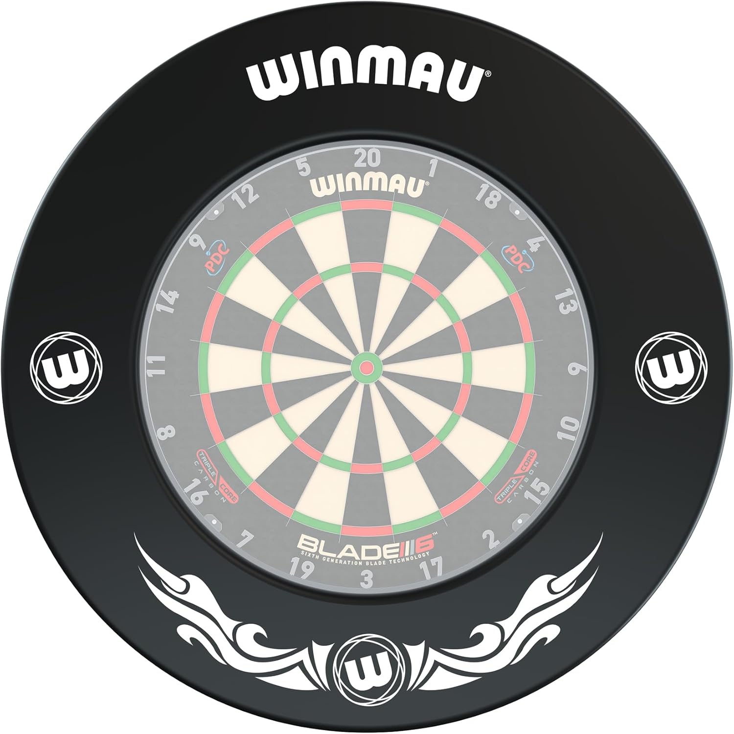 WINMAU Xtreme Dartboard Surround Ring - Wall Protector for Bristle Dartboards, 360° Foam Backboard Coverage, Tool-Free Installation, Durable Polyurethane Surround for Home & Club Play