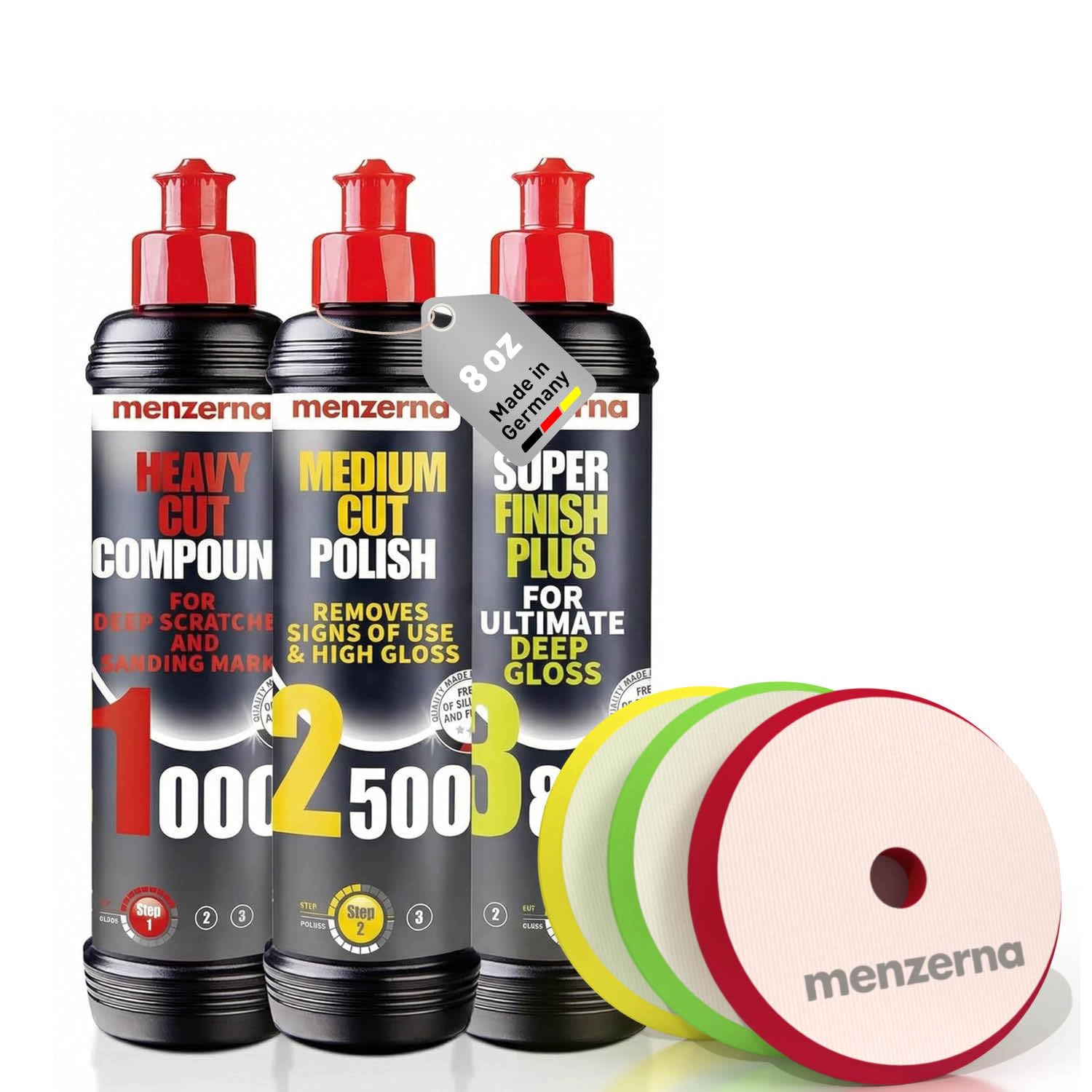 Menzerna Polishing Set 8oz I 3-Step System I HCC1000, MCC2500 & SFP3800