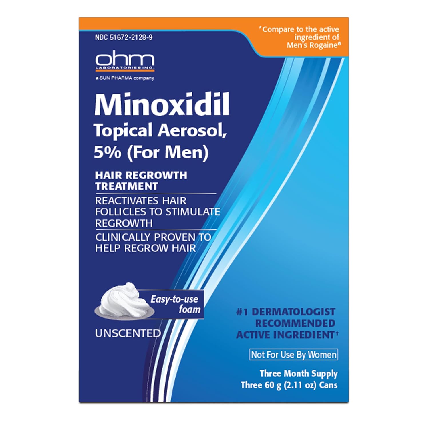 TARO Minoxidil for Men Topical Aerosol Foam 5%, 2.11 Oz 2.11 Ounce (Pack of 3)