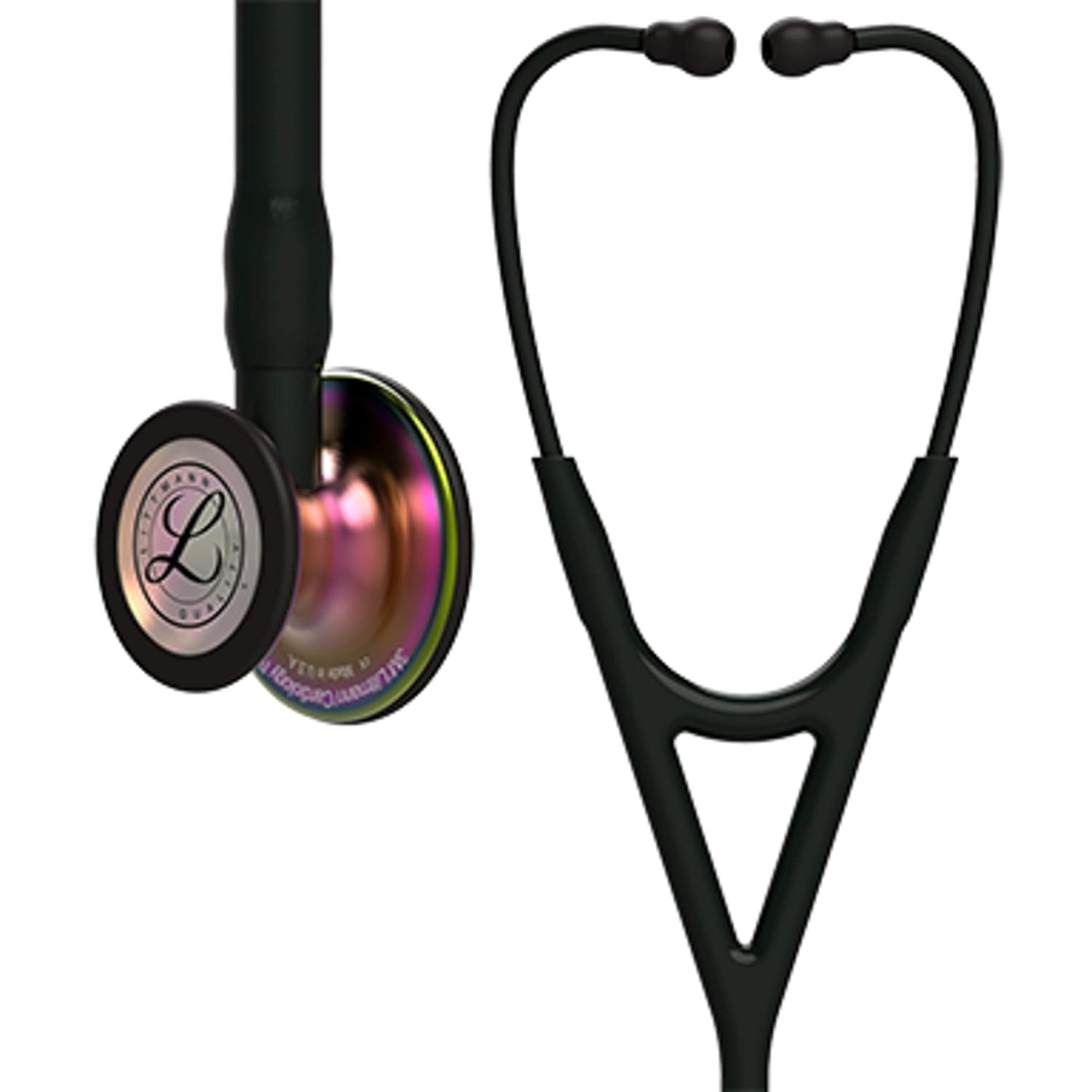 3M Littmann Cardiology IV Diagnostic Stethoscope, 6165, More Than 2X as Loud, Weighs Less, Stainless Steel Rainbow-Finish Chestpiece, 27" Black Tube, Stem, and Headset | Stainless Steel Rainbow-Finish Chestpiece, Black Stem and Headset. More Than 2X as Loud*, Weighs Less**