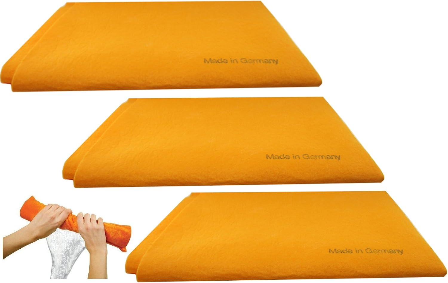 The Original German Shammy 3pk Original German Shammy Towels Super Absorbent Chamois Cloths Large Size 20x27 Inch For Home Kitchen Bathroom Car Pet Stains (Orange)