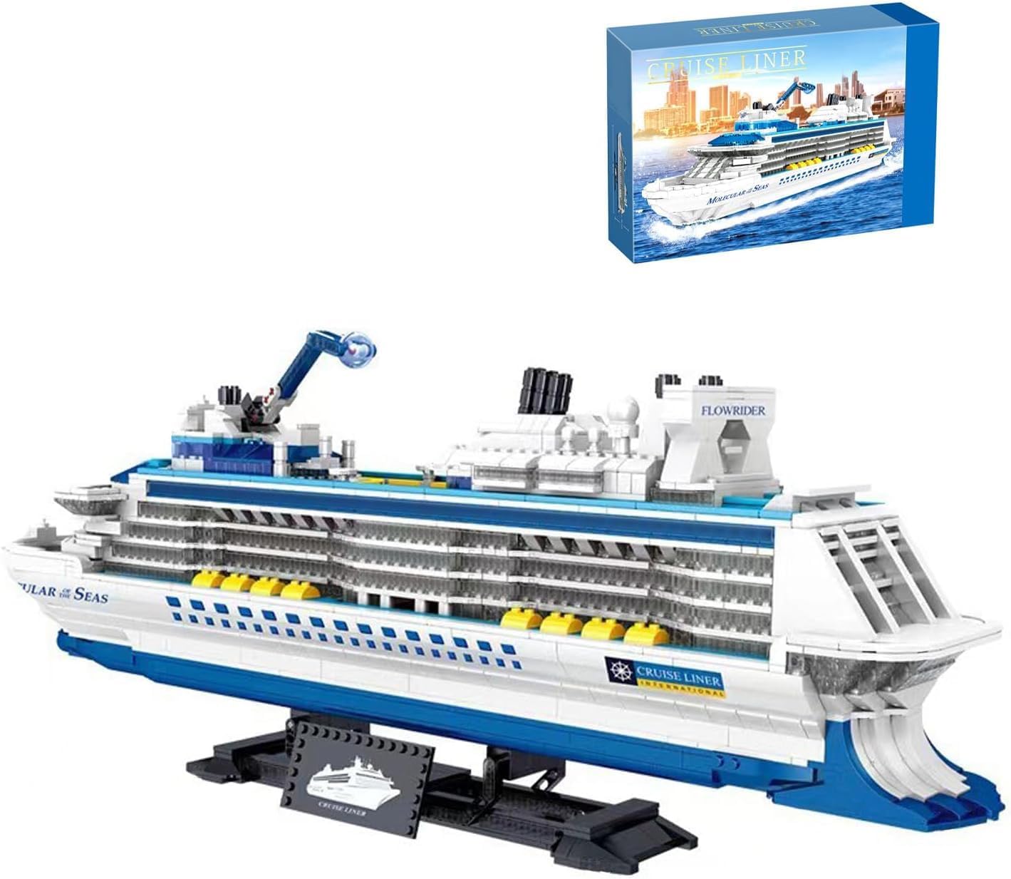 Pasyru Cruise Ship Building Block Set, 2428PCS Cruise Ship Building Model Kit, MOC Cruise Ship Architecture Micro Brick Sets, Construction Toy for Kids and Teenager Gift