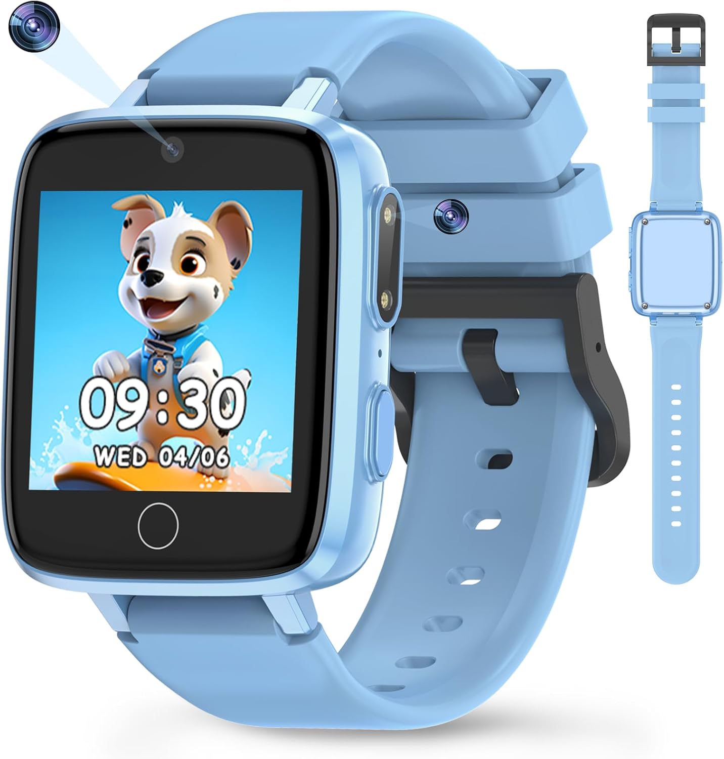 Kids Smart Watch for Girls Boys Ages 4-12, 1.54" HD Touchscreen Watches with 26 Games, Camera, Video Recorder, Music, Pedometer, Alarm Clock Calendaring, Flashlight, IP67 Waterproof Birthday Toys Blue