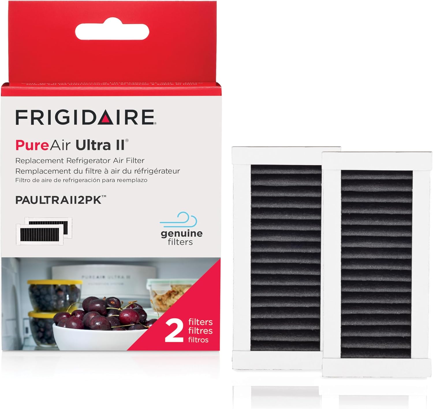 Frigidaire Pure Air Ultra II PAULTRAII2PK Air Filter, 3.75" x 1.75", 2 Pack