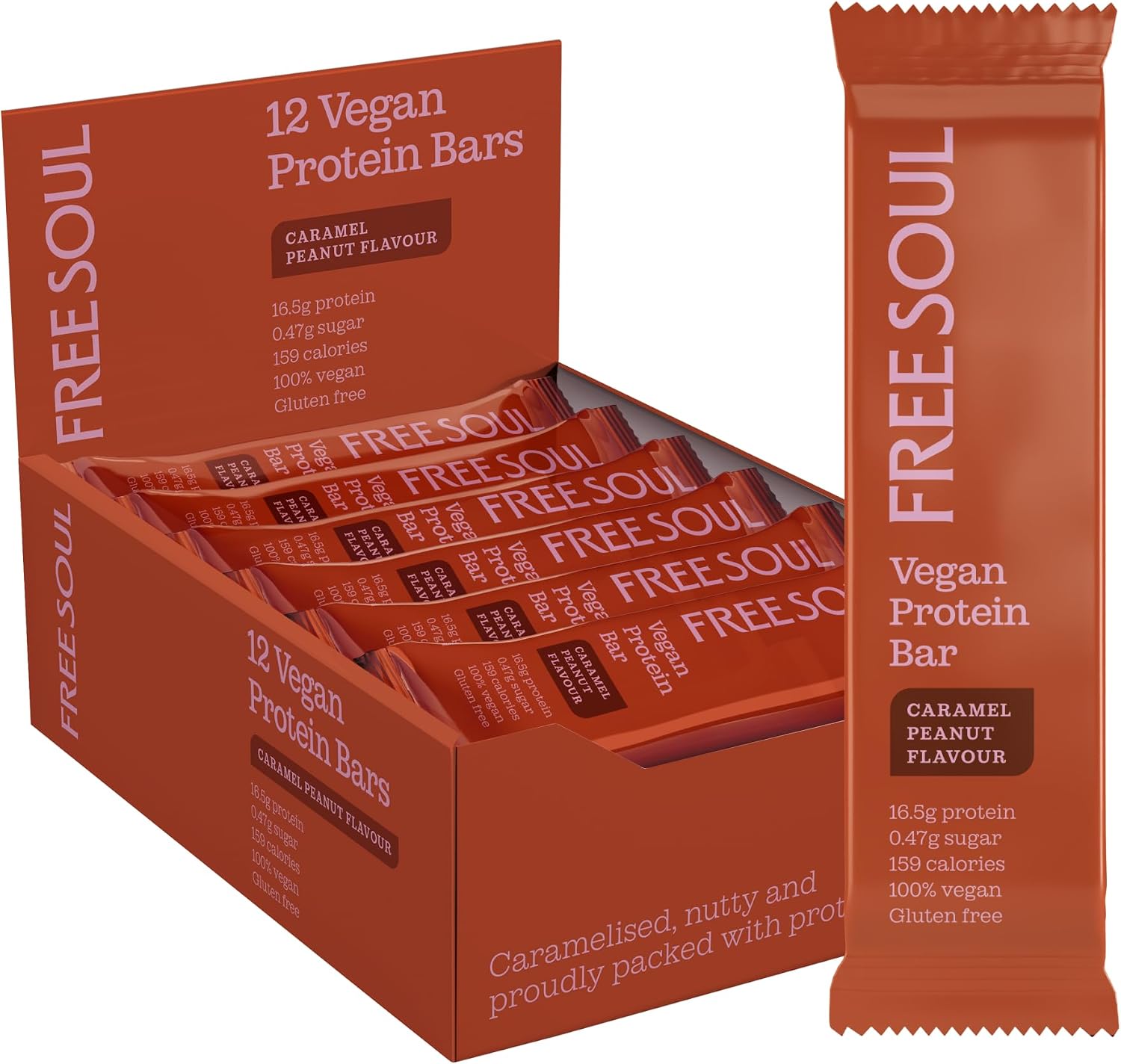 Free Soul Vegan Chocolate Protein Bars, 12 x 50g | 15g Protein per Bar