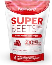 humanN SuperBeets Heart Chews, Nitric Oxide and Blood Pressure Support, Grape Seed Extract & Non-GMO Beet Root Powder Energy Chews, Super Beets Heart Chews, Pomegranate Berry Flavor, 60 Count