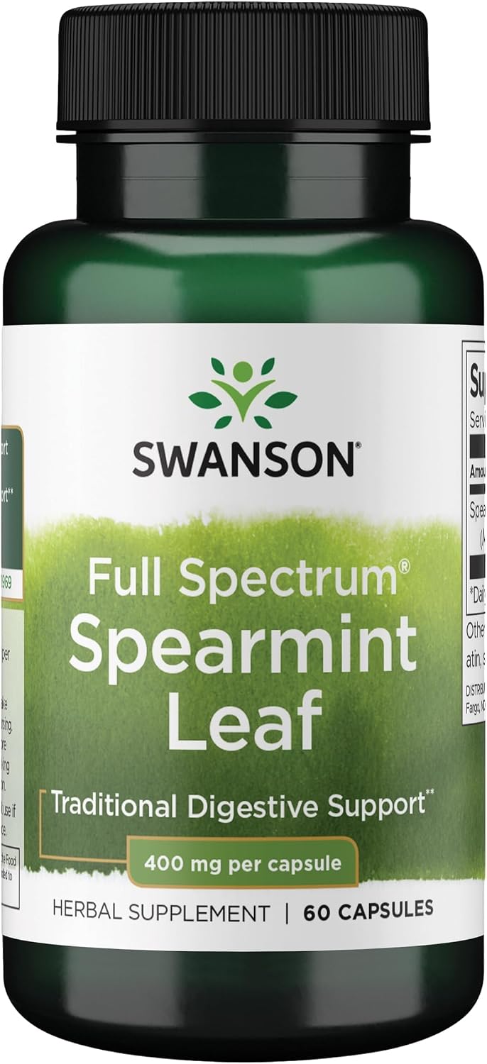 Swanson Spearmint Leaf Digestive Supplement, 400 mg (60 Capsules)
