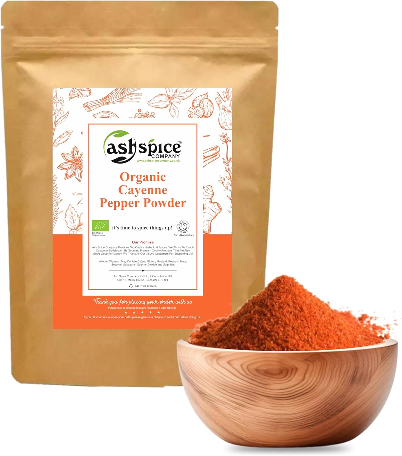 ORGANIC Cayenne Pepper Powder Premium Quality Certified by Soil Association By Ash Spice Company 50g-1900g (50g)