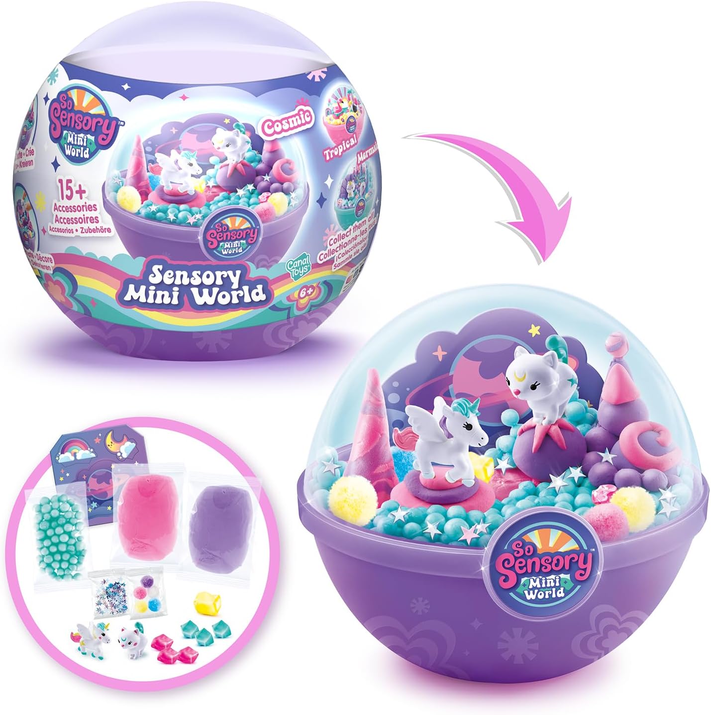 So Sensory Mini World Age 3+ | Create your own cute mini world with clay, foam, decorations & more! | Great sensory play activity! | 3 Styles available | Amazing gift & stocking filler!