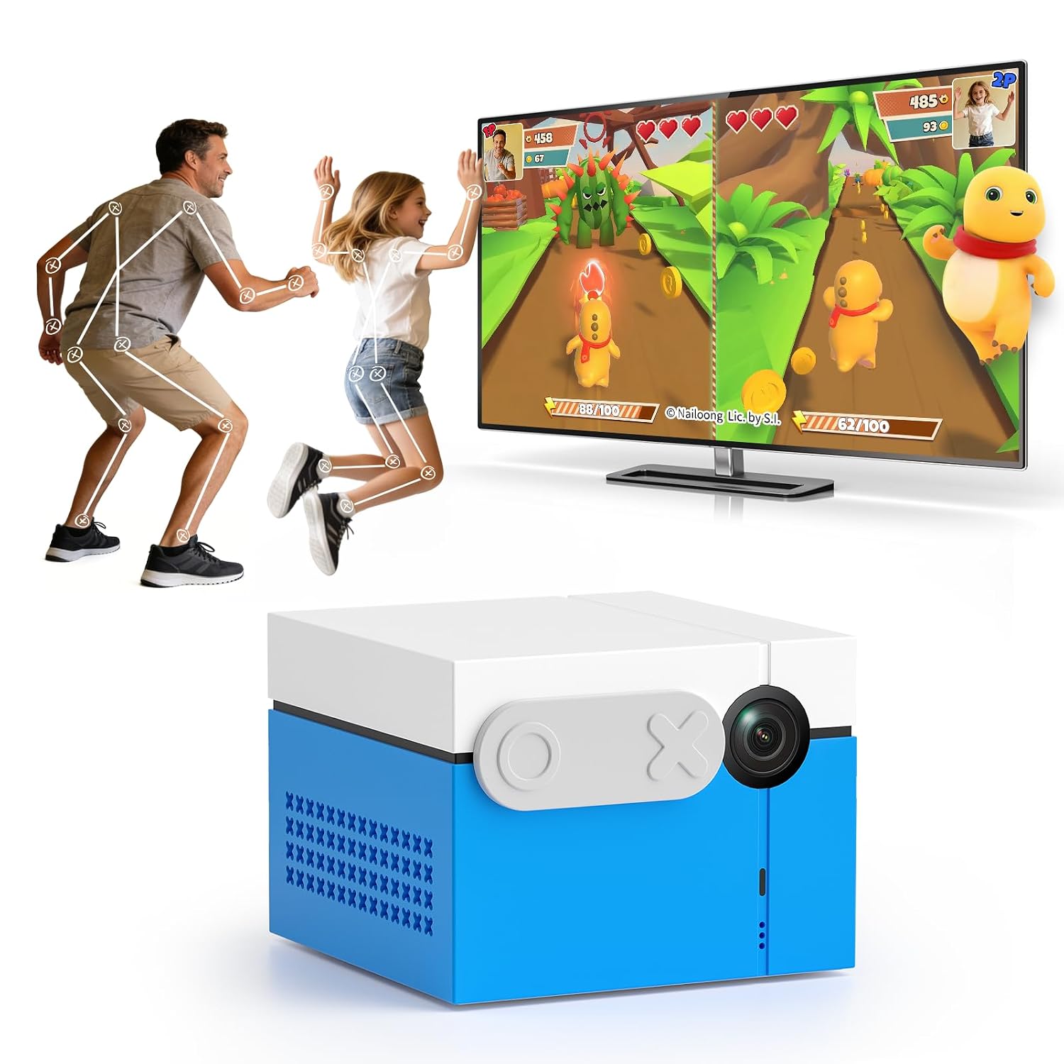 KINHANK MotionX AI Home Motion Console,Active Game Console with 40+ Motion Games for Kids&Family,Plug&Play AI Motion Game System,Monthly Updates,CPC-Certified,Great for Gaming Nights,Parties,Indoor Exercise