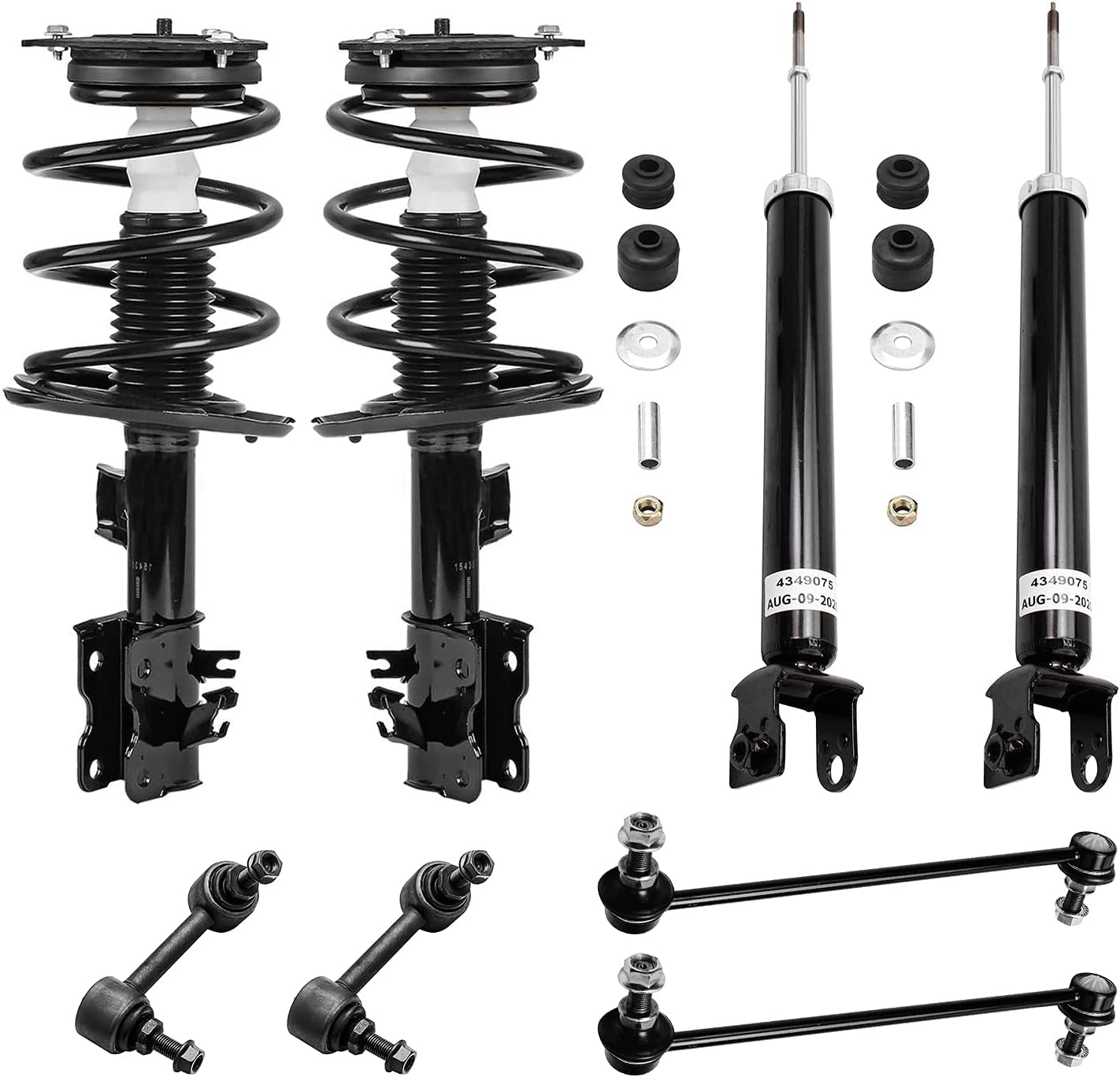 Detroit Axle - Front Strut Coil Spring & Mount Assembly Set and Rear Shocks w/(4) Sway Bar Links for 2007 2008 2009 2010 2011 2012 Nissan Altima 3.5L Only