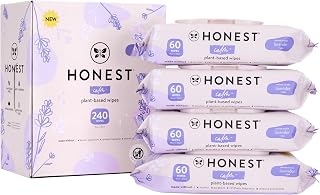 The Honest Company Calm + Cleanse Naturally Scented Wipes | Cleansing Multi-Tasking Wipes | 99% Water, Plant-Based, Hypoallergenic | Lavender, 240 Count
