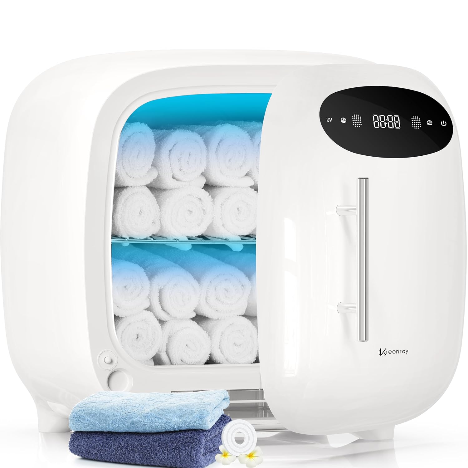 Keenray Hot Towel Warmer Cabinet, Professional Spa Towel Warmer with Digital Screen, Adjustable Timer and Delay, Customized Fragrance, Heat Dry & Wet Towels for Spa, Salon, Home 14 L Snow White