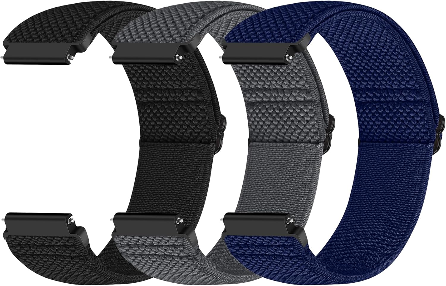 Yunshare Quick Release Watch Strap 18mm 19mm 20mm 22mm 24mm, Elastic Nylon Watch Bands Women Men for Samsung Galaxy Watch/Garmin/Fossil/Amazfit/Huawei Replacement Wristband, 3pcs