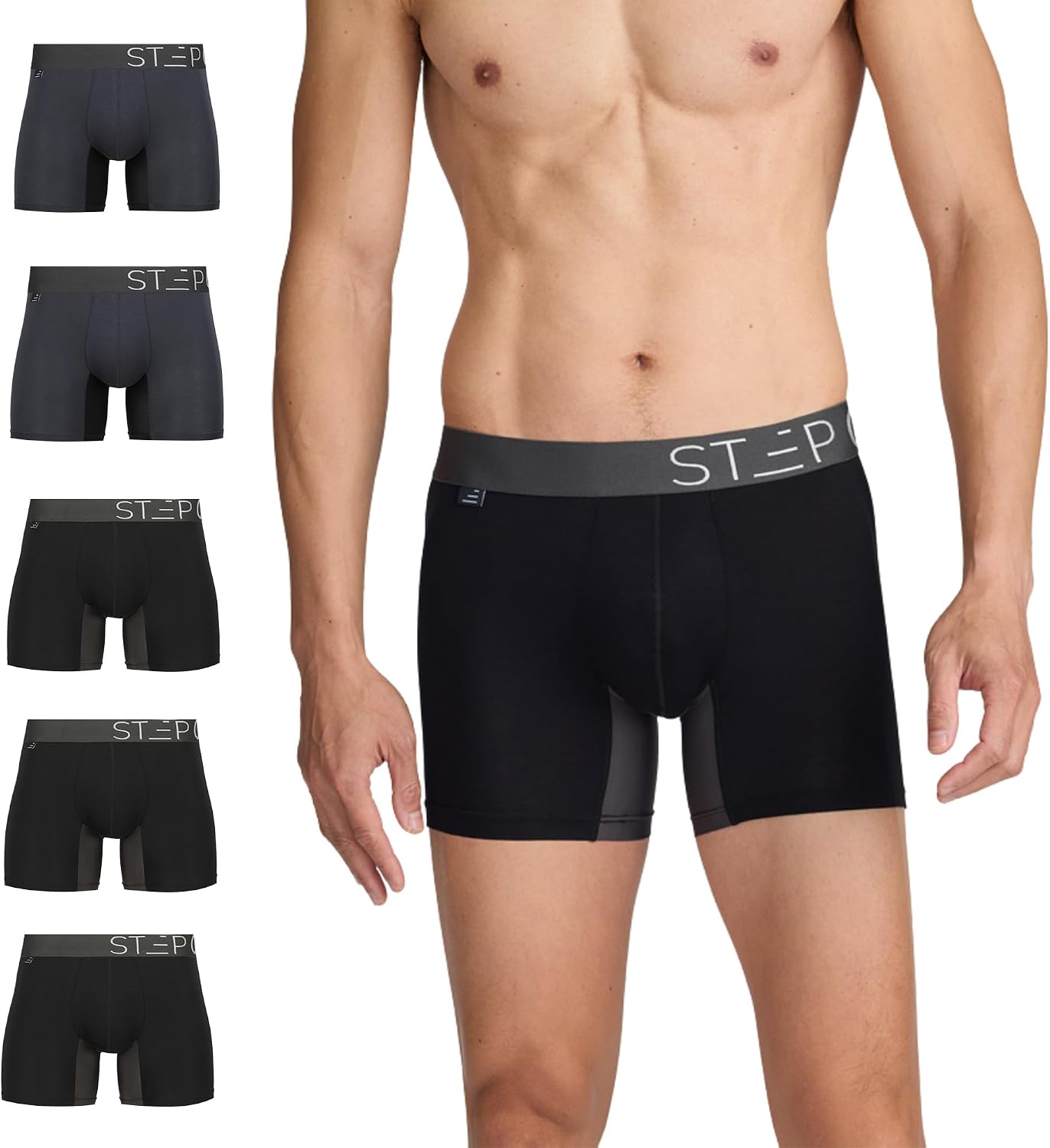 STEP ONE Mens Underwear Trunks, 1 Pair, Anti-Chafing Men's Trunks Underwear, Comfortable Moisture WIcking Boxers for Men