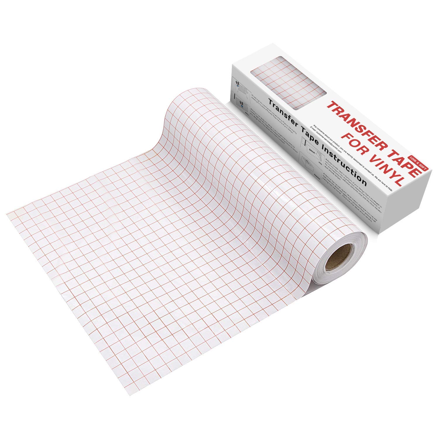 YRYM HT Clear Vinyl Transfer Paper Tape Roll-12 x 50 FT w/Alignment Grid Application Tape for Silhouette Cameo, Cricut Adhesive Vinyl for Decals,Signs, Windows, Stickers