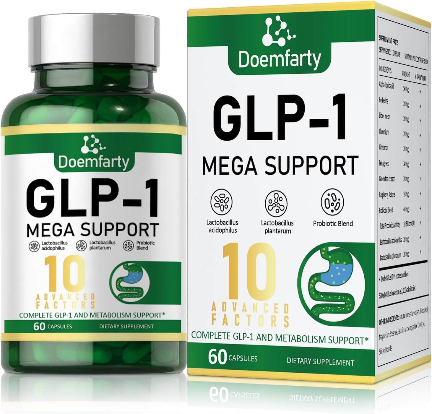 GLP-1 Supplement, GLP-1 Probiotic for Men & Women, GLP-1 Activate with 10 Bilion CFU Multi-Strain Probiotics, Naturally Support GLP-1 Production, 60 Capsule