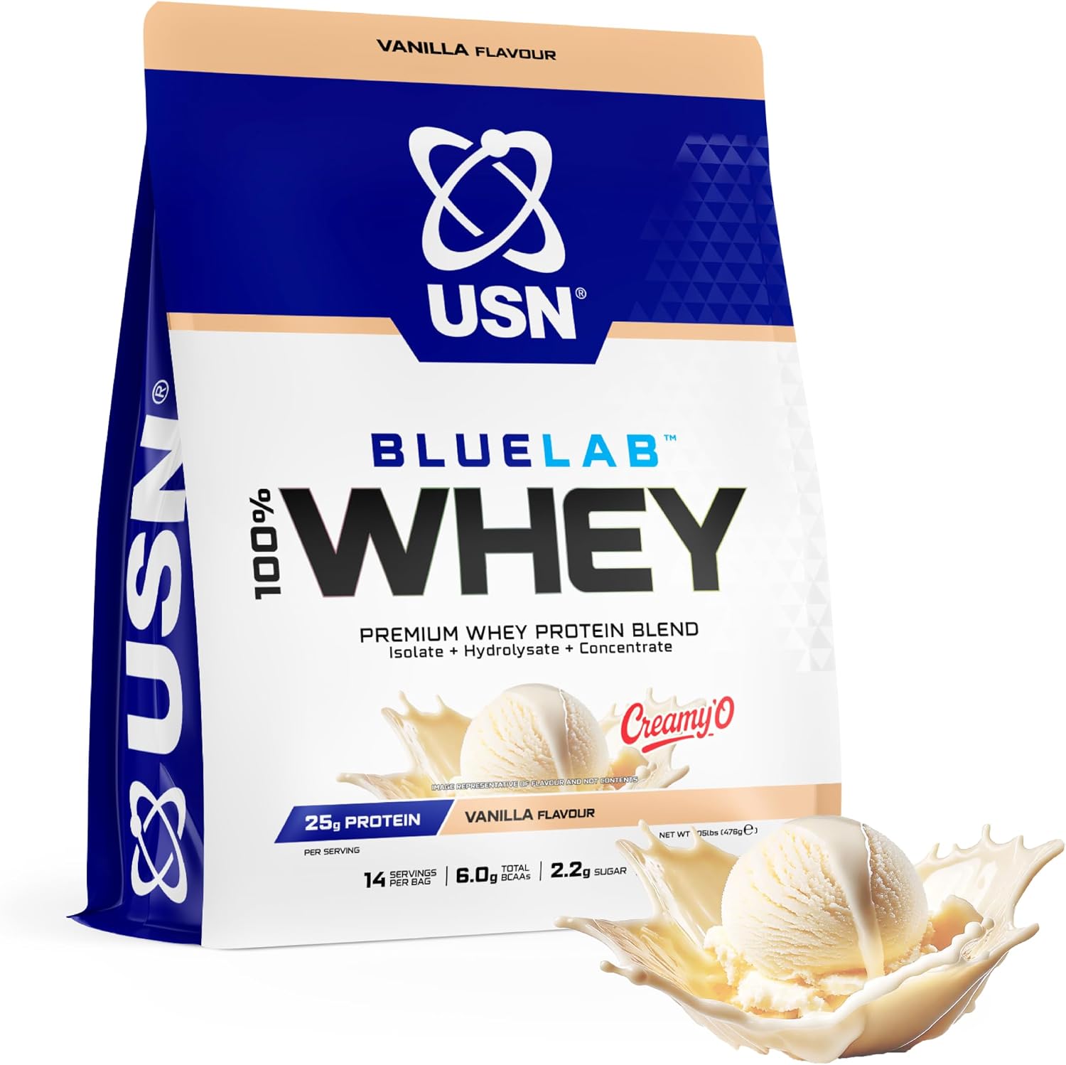 USN BlueLab Whey Protein Powder I Vanilla I 476g - 14 Servings