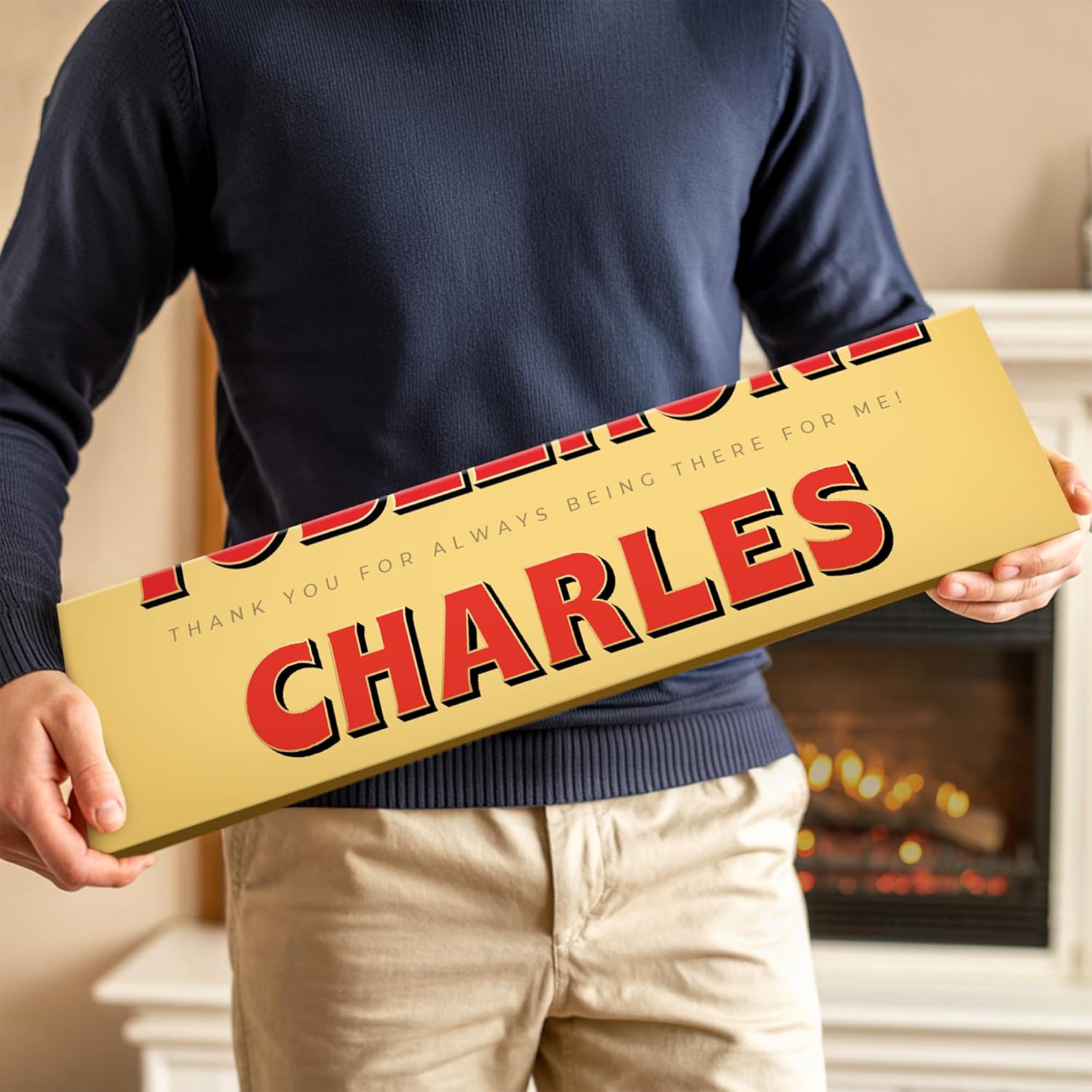 Personalised Toblerone bar - Personalise the Toblerone bar with the name of your choice, Milk chocolate with honey-almond nougat (XXL - 3.6KG)