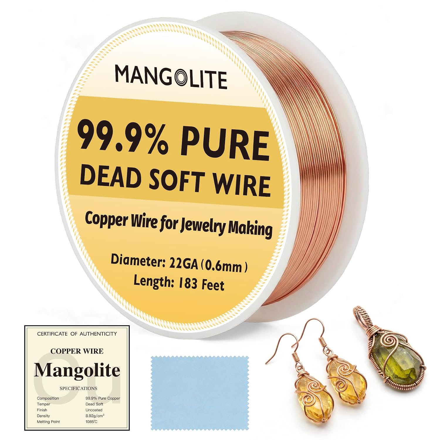 22 Gauge/0.6mm Copper Wire for Jewelry Making, Gardening & Electroculture