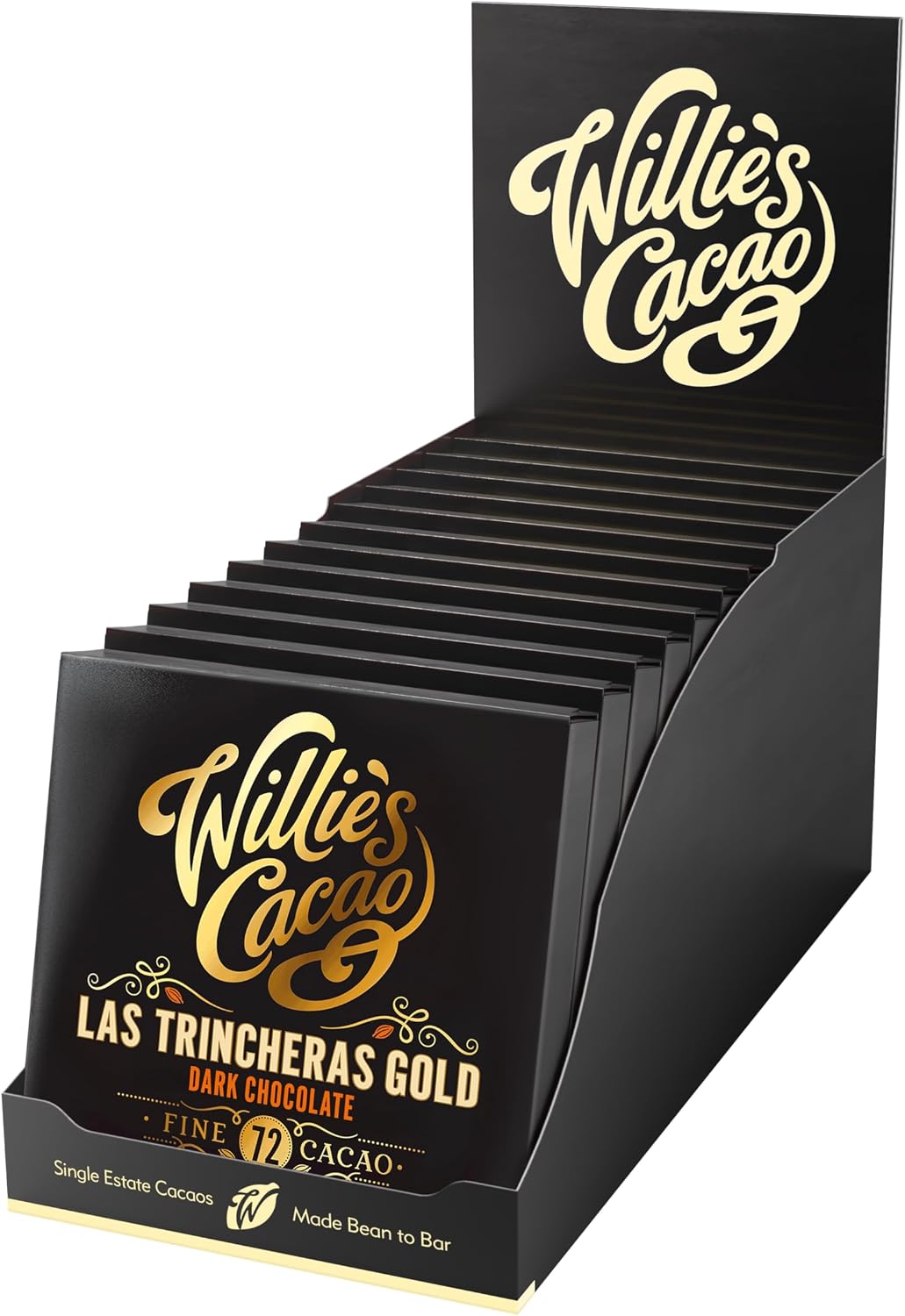 Willie's Cacao - 72% Las Trincheras Dark Chocolate bar - 50g x 12 - Smooth Nutty Notes - Fine Cocoa - Vegan - Artisan Made