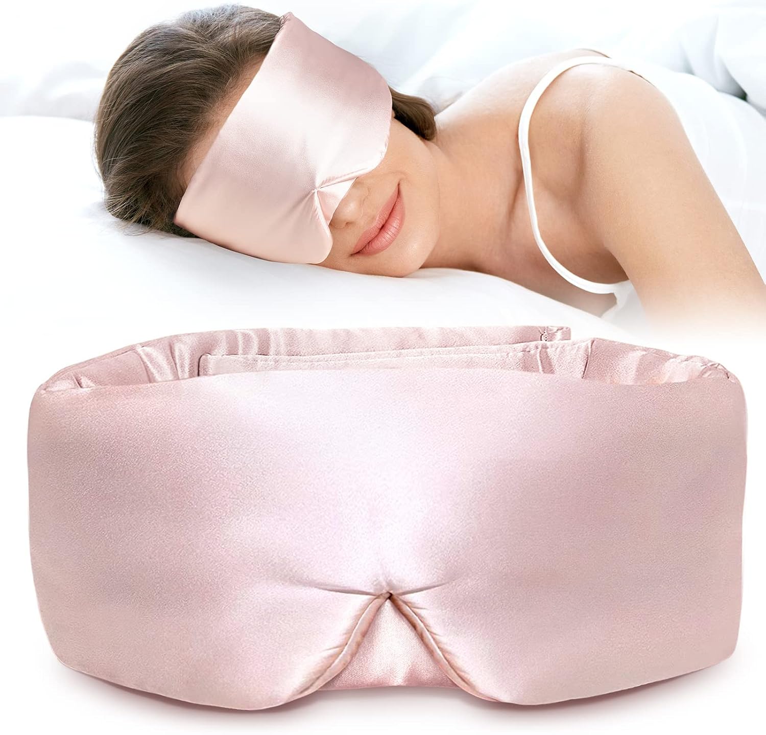 LitBear Silk Sleep Mask for Side Sleeper, Eye Mask Sleeping for Women Men