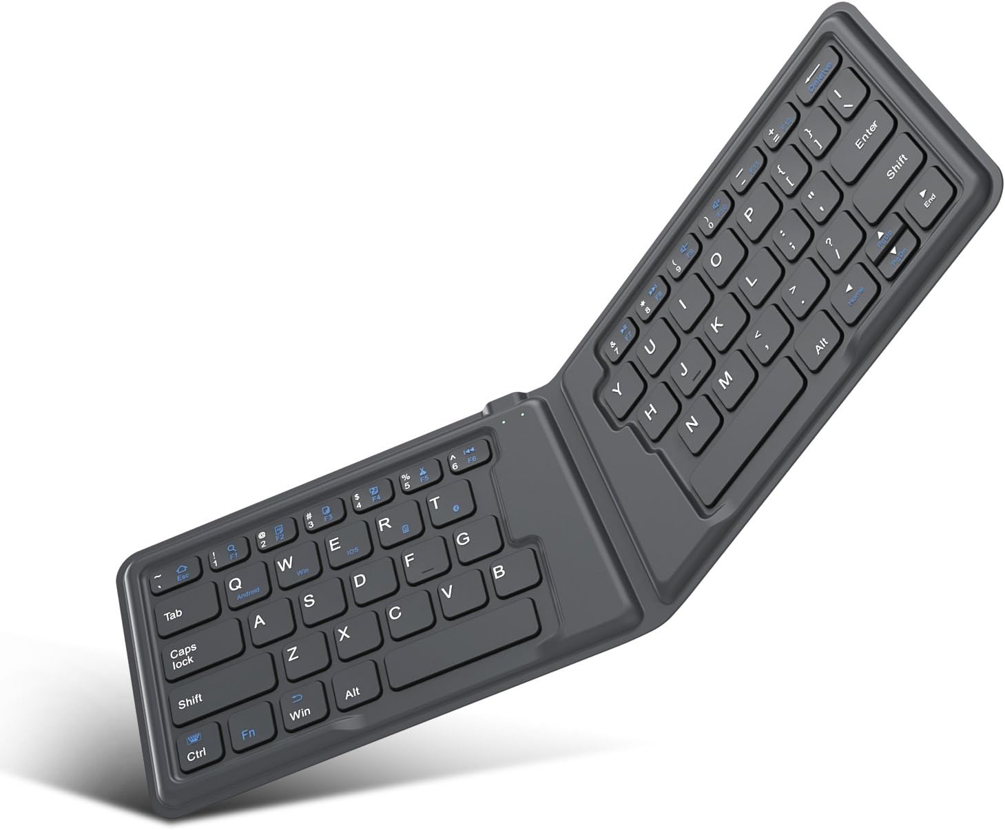 MoKo Foldable Bluetooth Keyboard, Ultra-Thin Folding Rechargeable, Portable Wireless for Laptop iPhone iPad, Compatible with All iOS Android Windows Tablet Smartphone Devices, Gray
