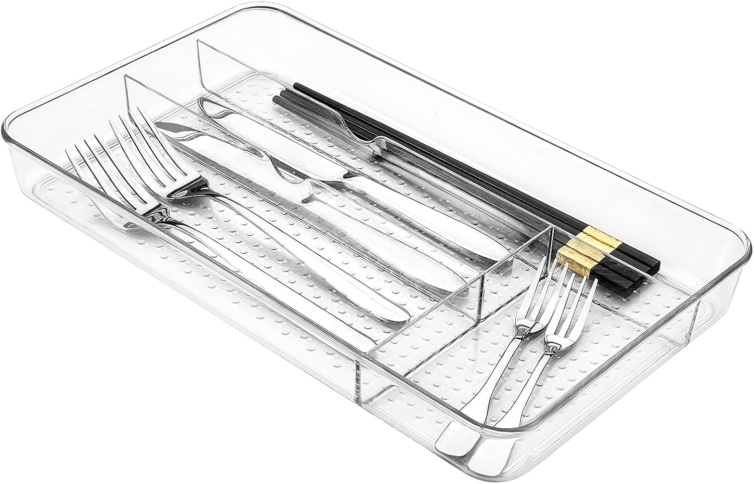 Lonian Cutlery Tray, No-Slip Drawers Organizer for Utensils Storage and Organising in Kitchen, Cosmetic Tray for Dressing Table Makeup Storage Organiser in Bedroom and Living Room