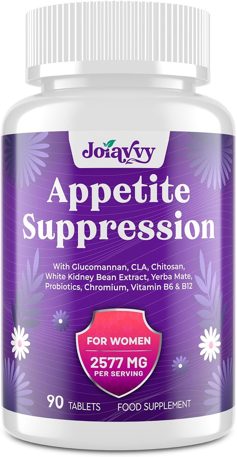 Appetite Suppressants for Women, Natural Fat Burner That Work Fast, High Dose in Glucomannan Konjac Root, White Kidney Bean for Weight Management, Metabolism Booster, Keto Friendly (90 Tablets)