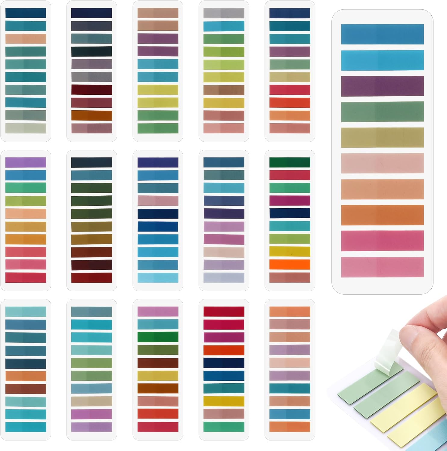 3200 Pieces Sticky Tabs, 16 Styles Colorful Translucent Book Tabs