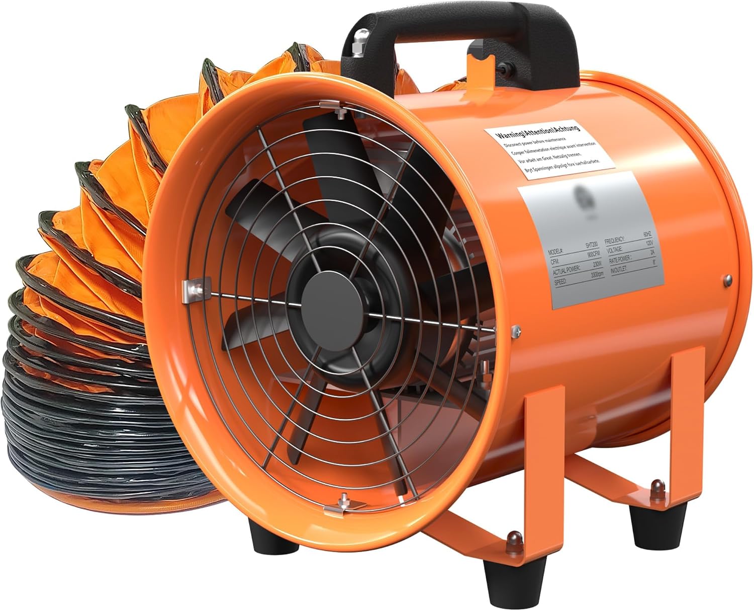 Dust Extractor Ventilation Fan Portable Axial Exhaust Fan 380W/2.6A 1600CFM High Velocity Ventilator with 16FT Duct Hose for Exhausting & Ventilating at Home and Job Site