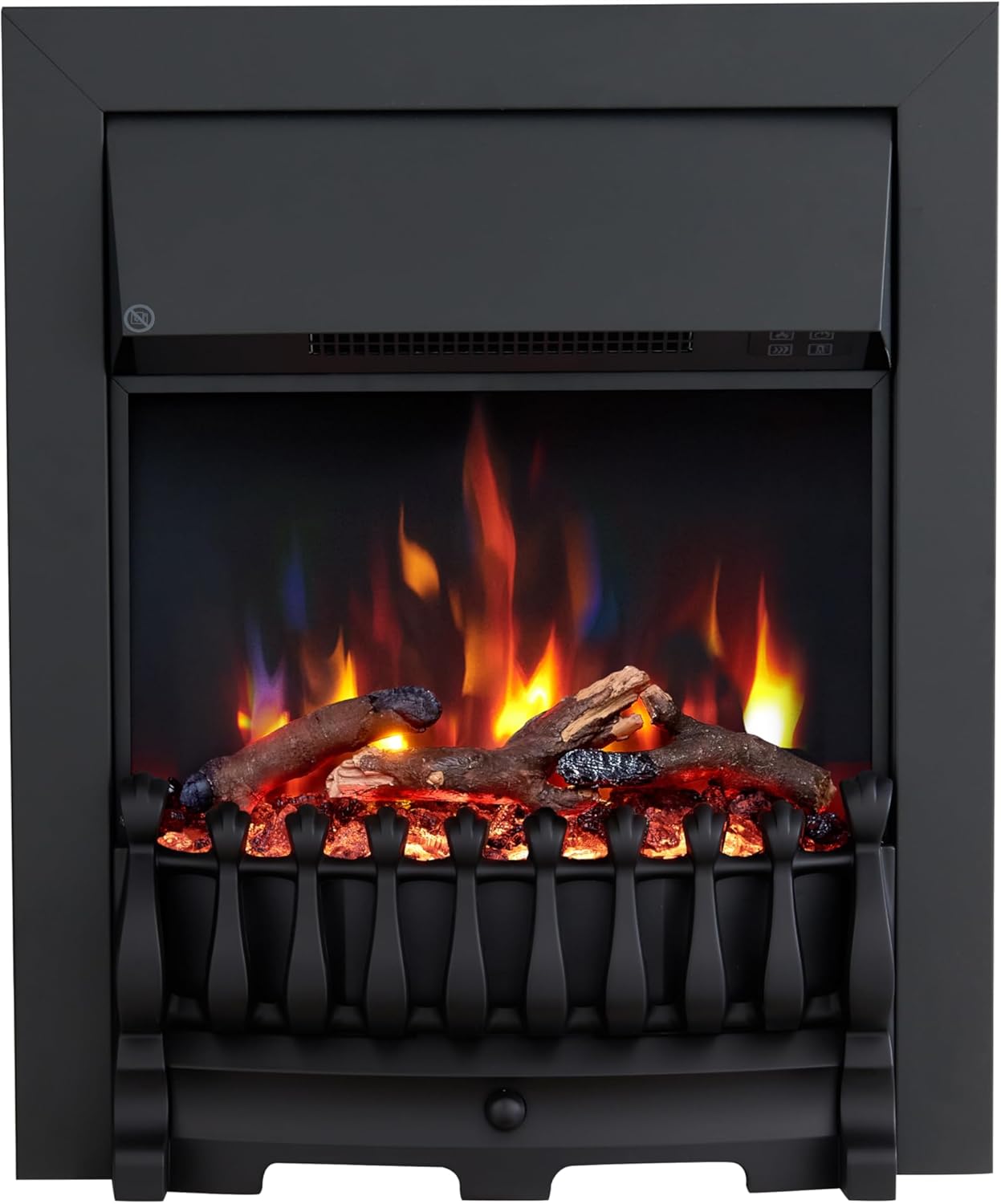 Verona 16’’ Fireplace Insert, 2000W Heater, Black Trim, Blenheim Fret, 9 Colour Flame Effect, Remote Control